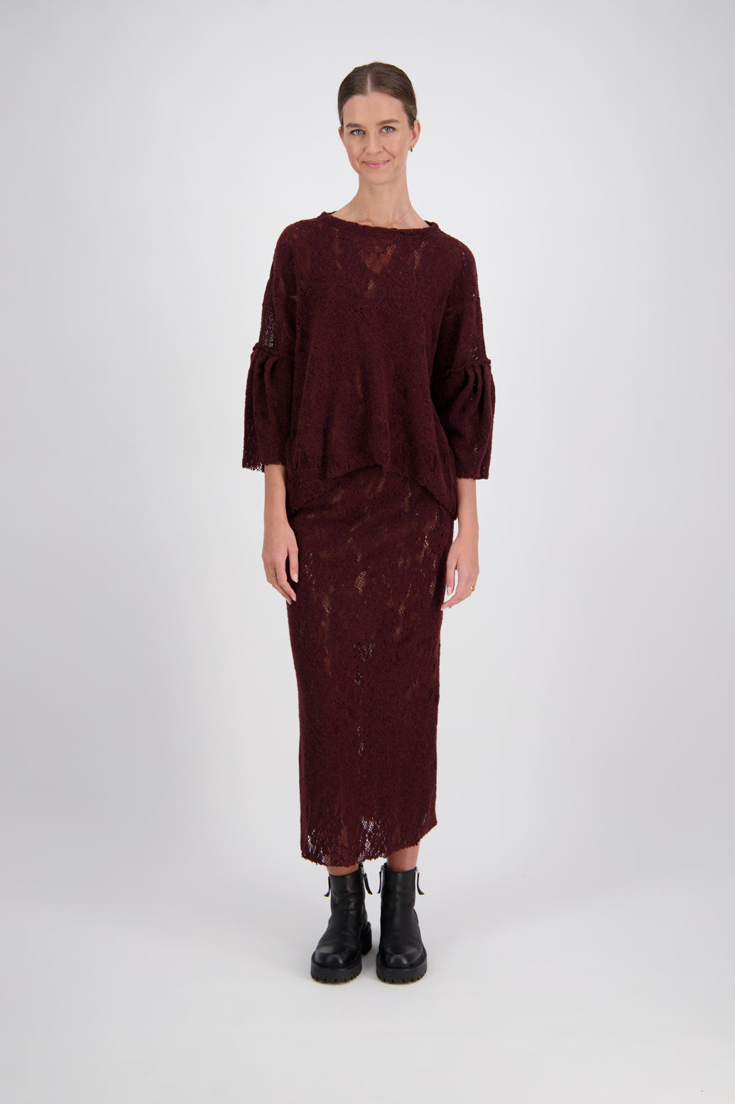 Meena Merlot Wool Skirt