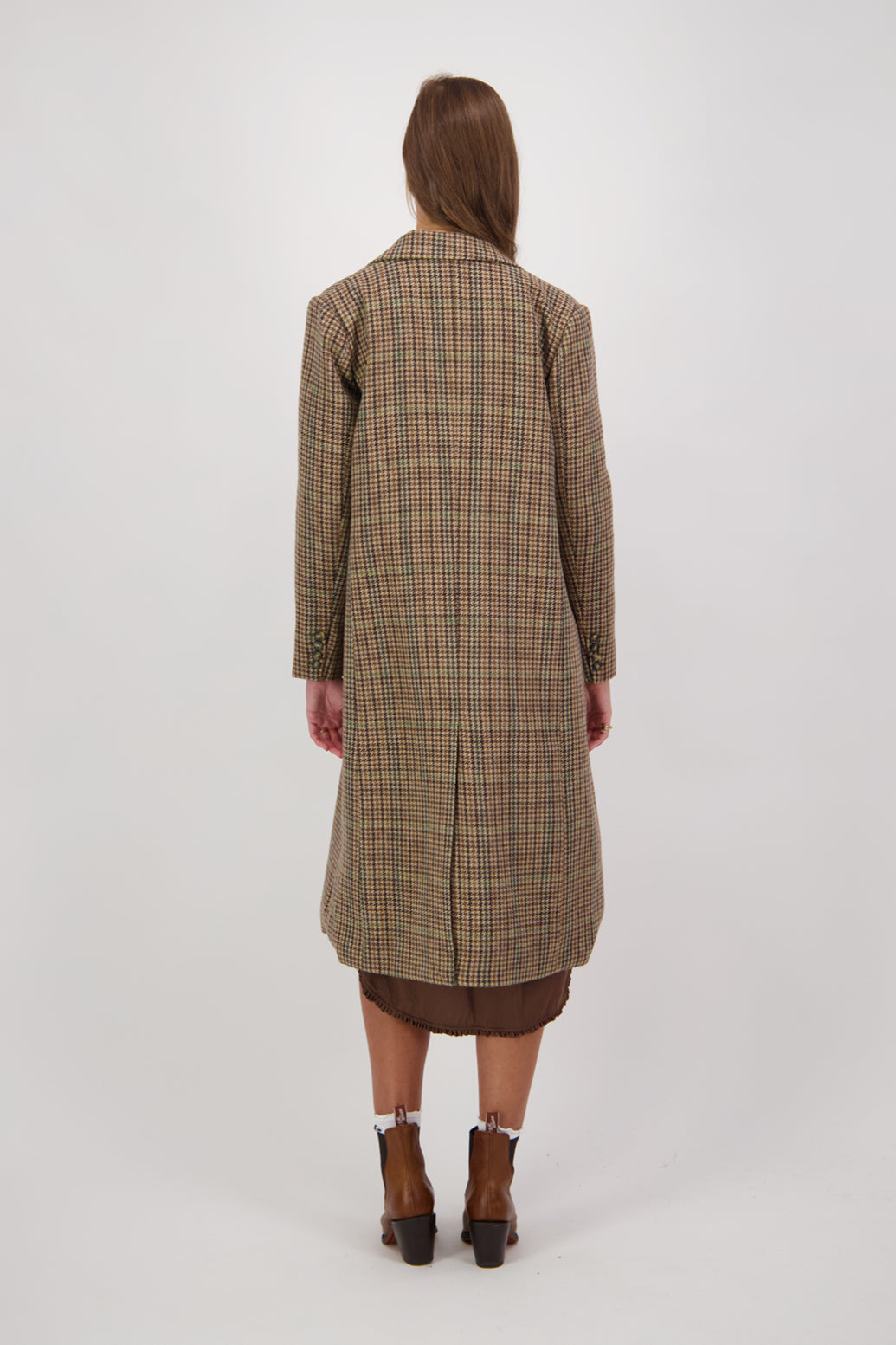 Carter 100% Wool Coat - Brown Tweed