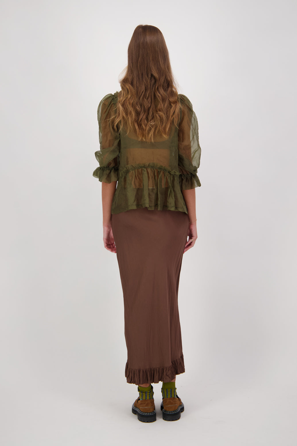 Cece Silk Top - Khaki