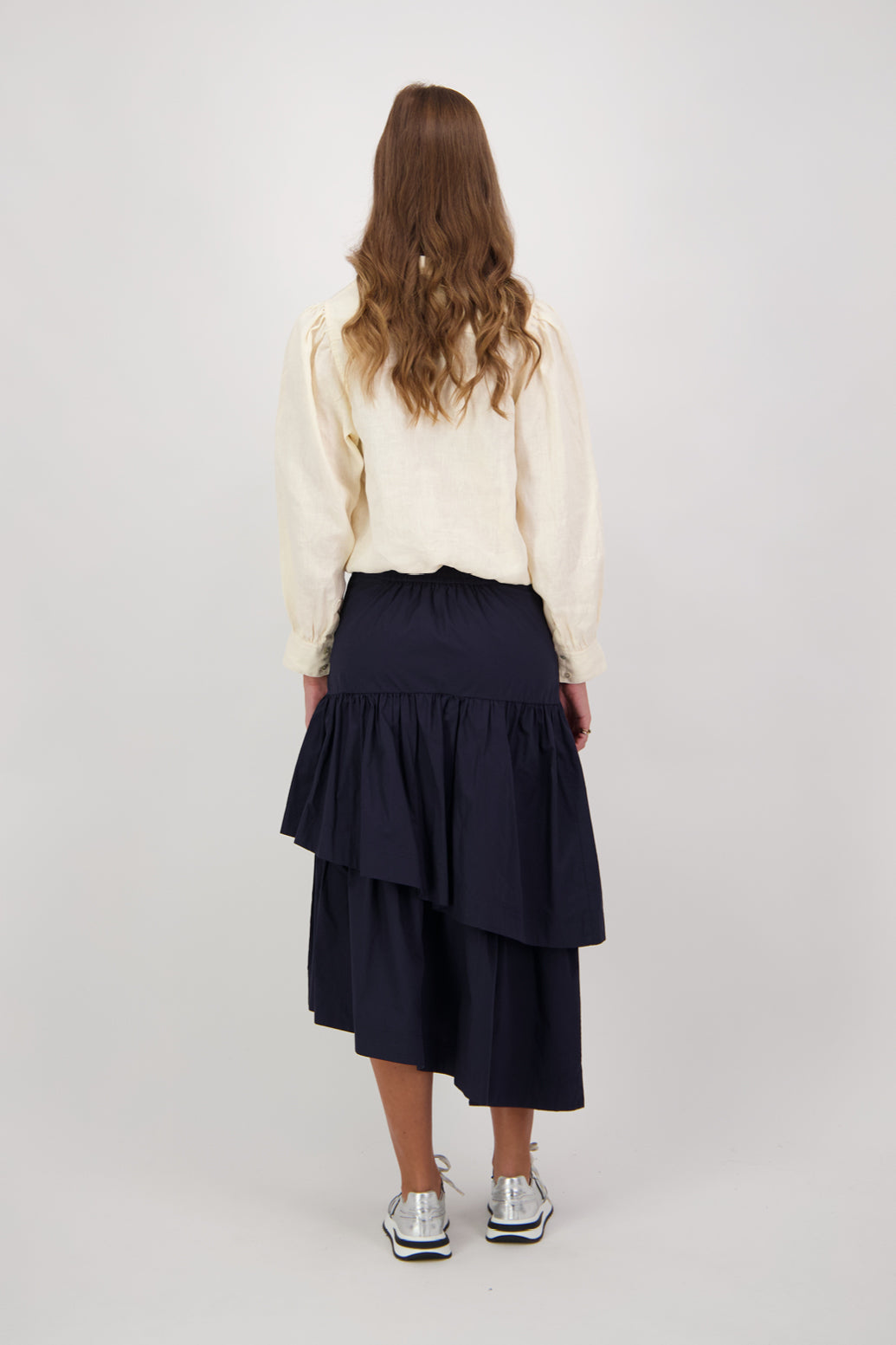 Charlotte Cotton Asymmetrical Frill Skirt - Ink