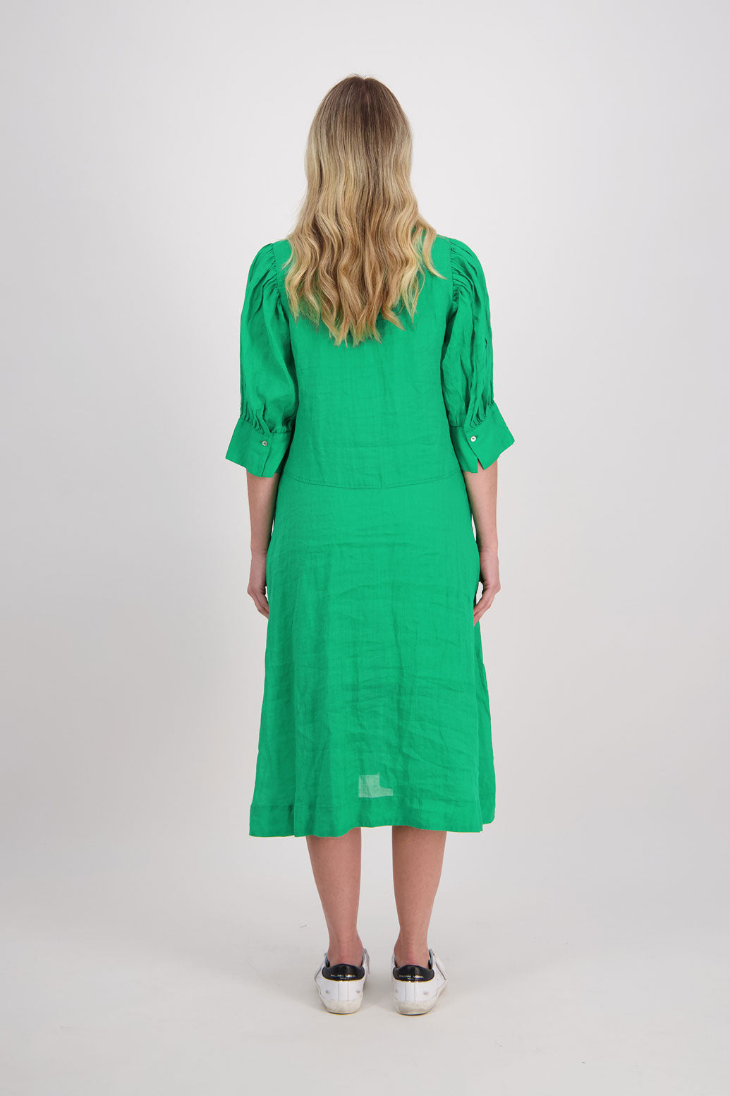 Christine Ramie Shirt Dress, Apple Back View