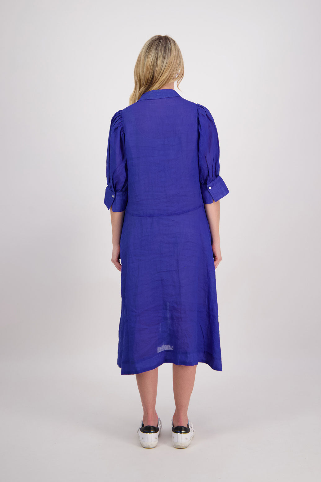 CHRISTINE BRIGHT BLUE RAMIE SHIRT DRESS