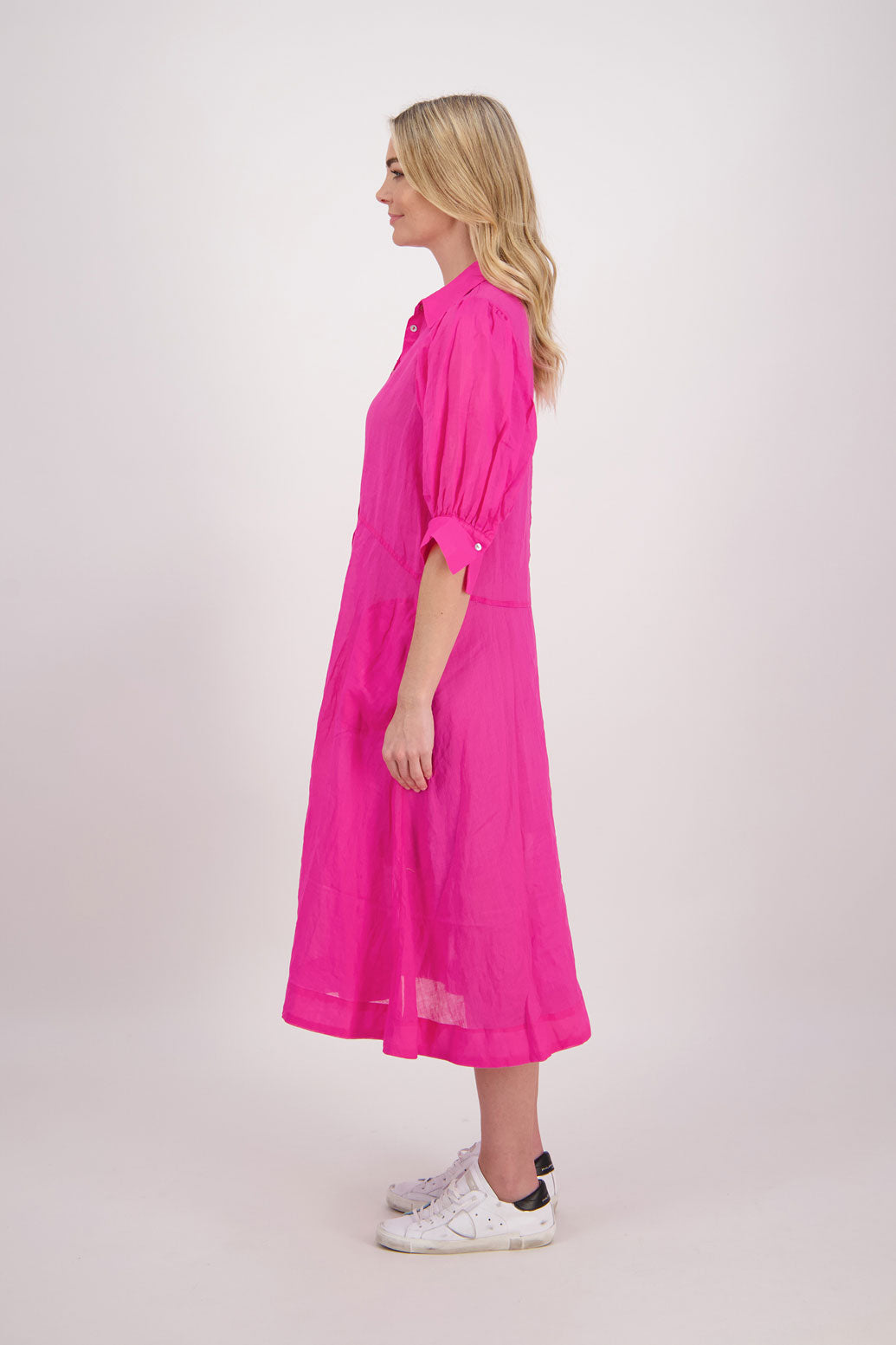 CHRISTINE FUCHSIA RAMIE SHIRT DRESS