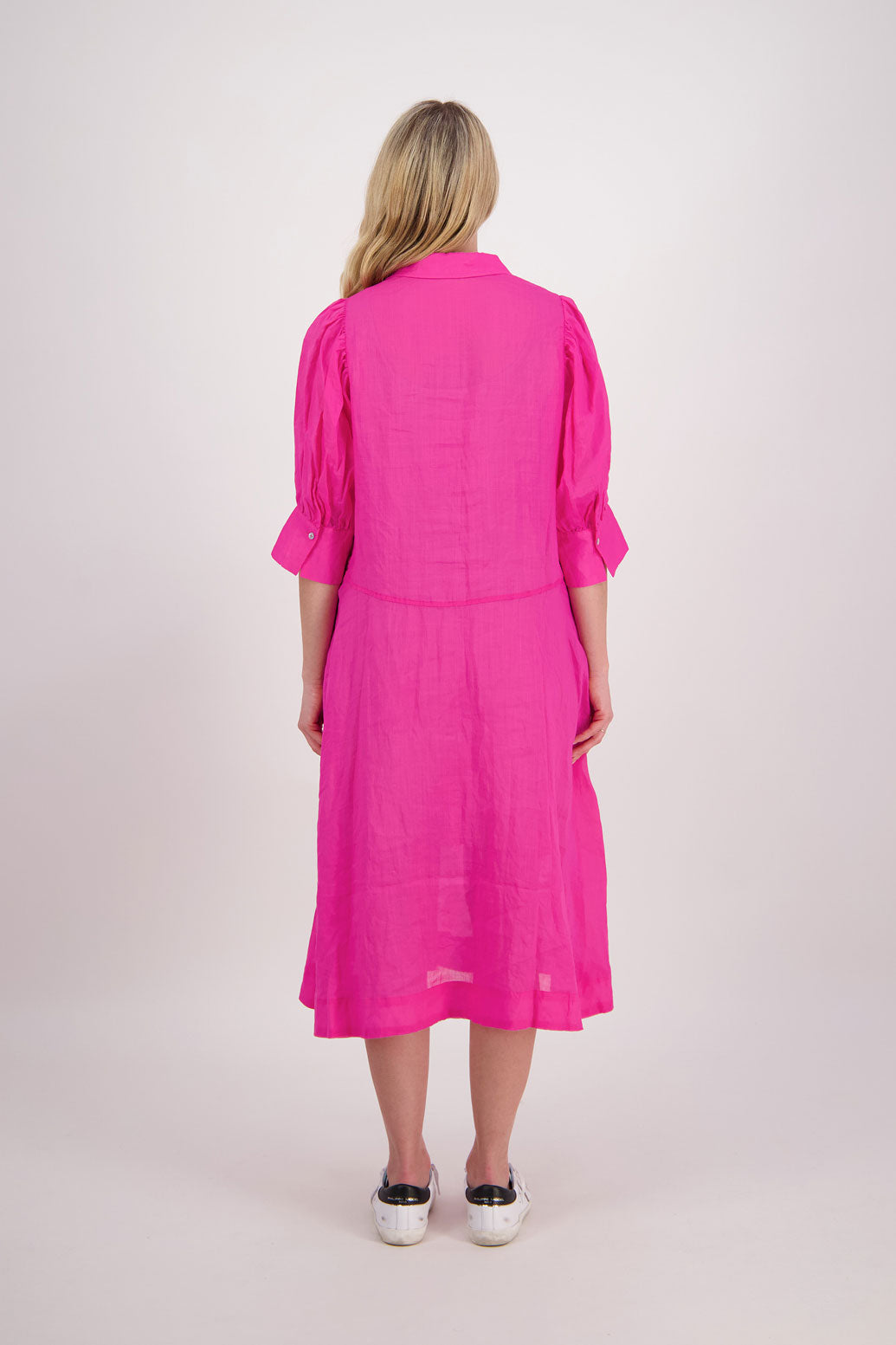 CHRISTINE FUCHSIA RAMIE SHIRT DRESS