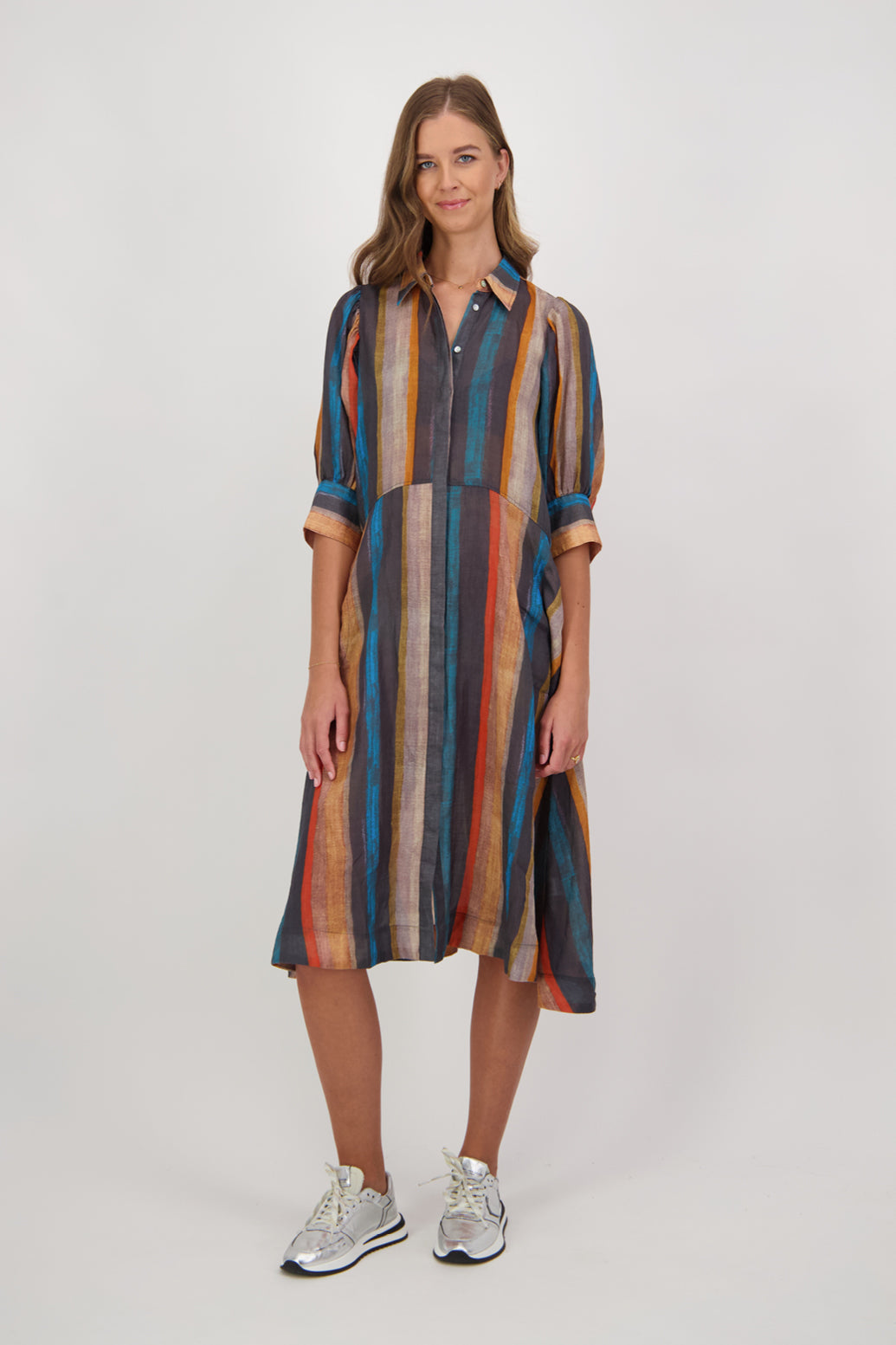 Christine Ramie Shirt Dress - Stripe