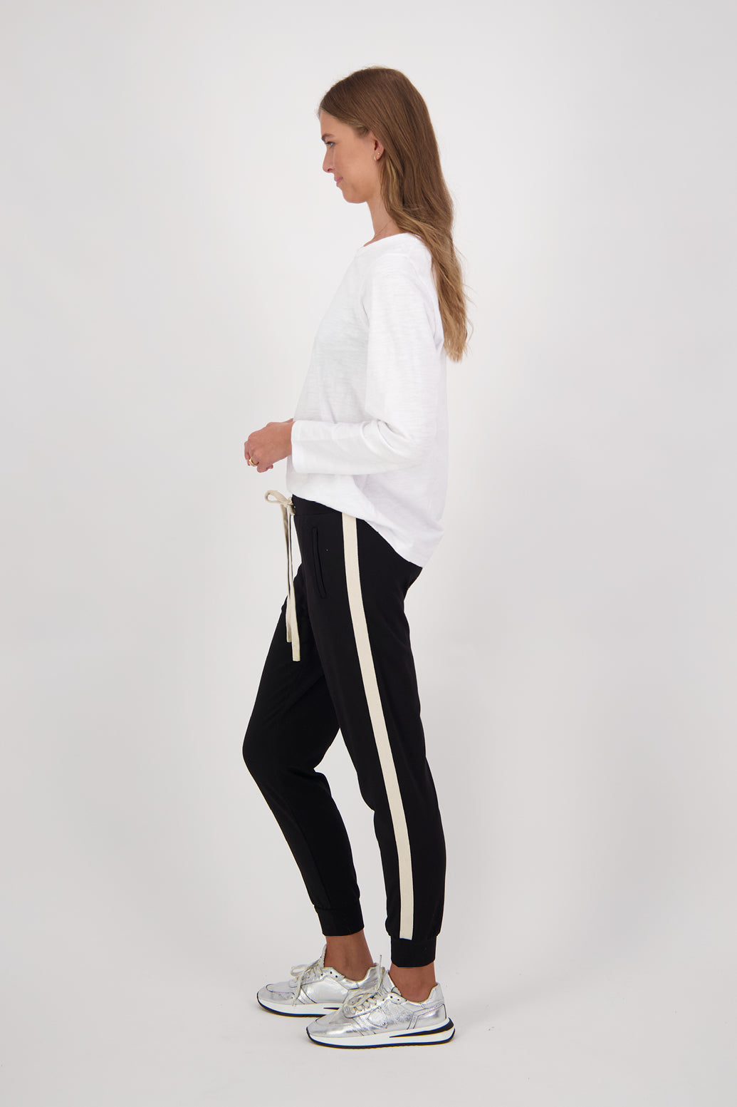 Claudia Black Pant with Side Stripe