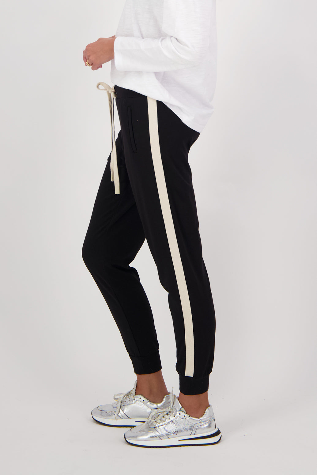 Claudia Black Pant with Side Stripe