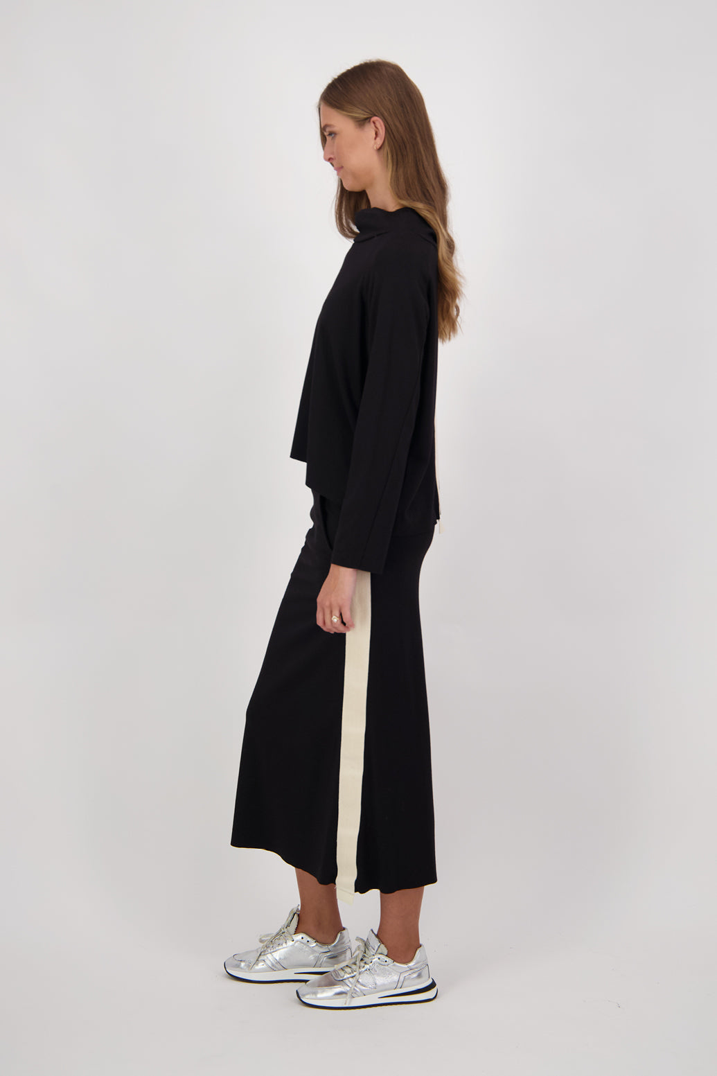 Colette Black Skirt with Side Stripe