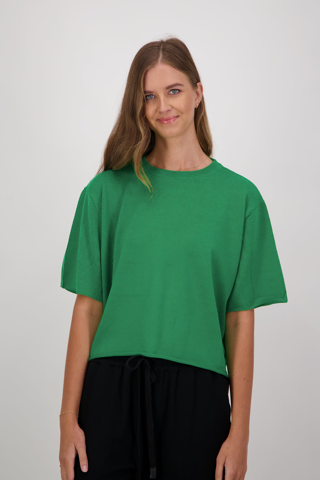 Danielle 100% Wool Short Sleeve Top/TShirt - Apple