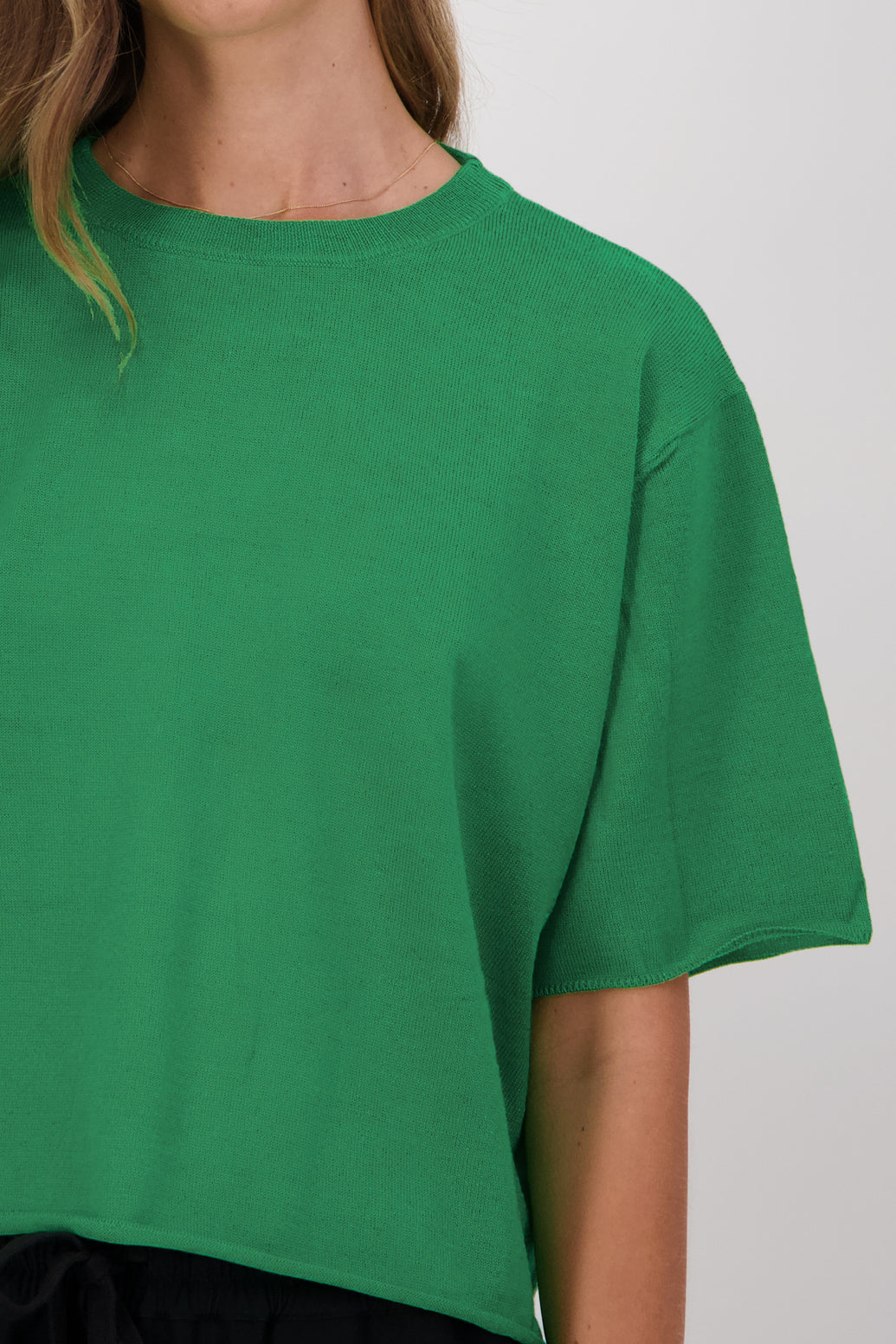 Danielle 100% Wool Short Sleeve Top/TShirt  - Apple