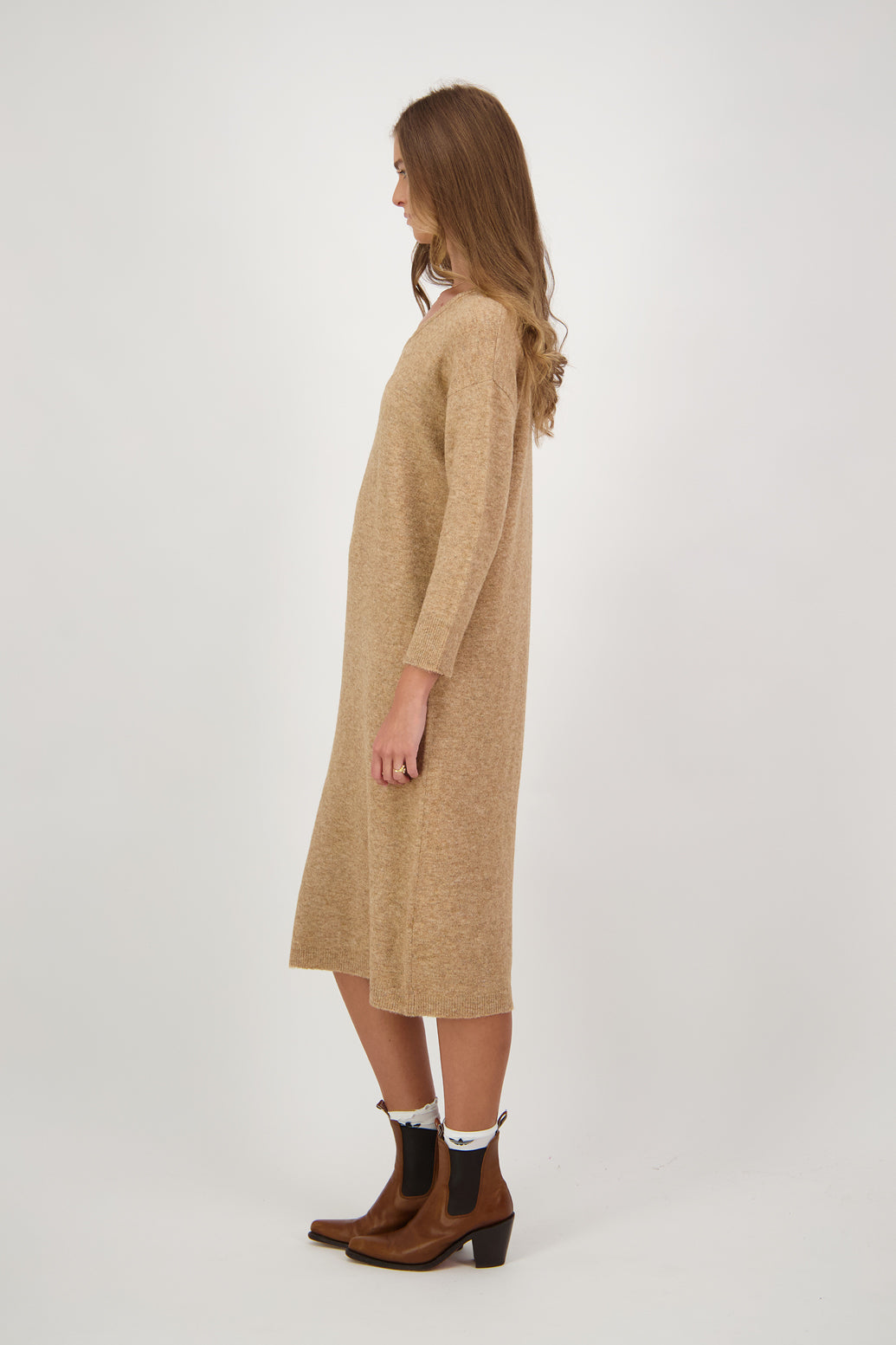 Delta Camel Wool Blend Knit Dress