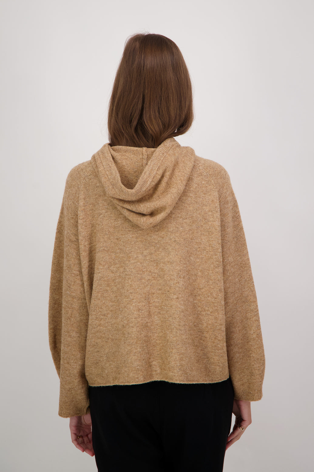 Demi Lambs Wool Hooded Sweater - Brown