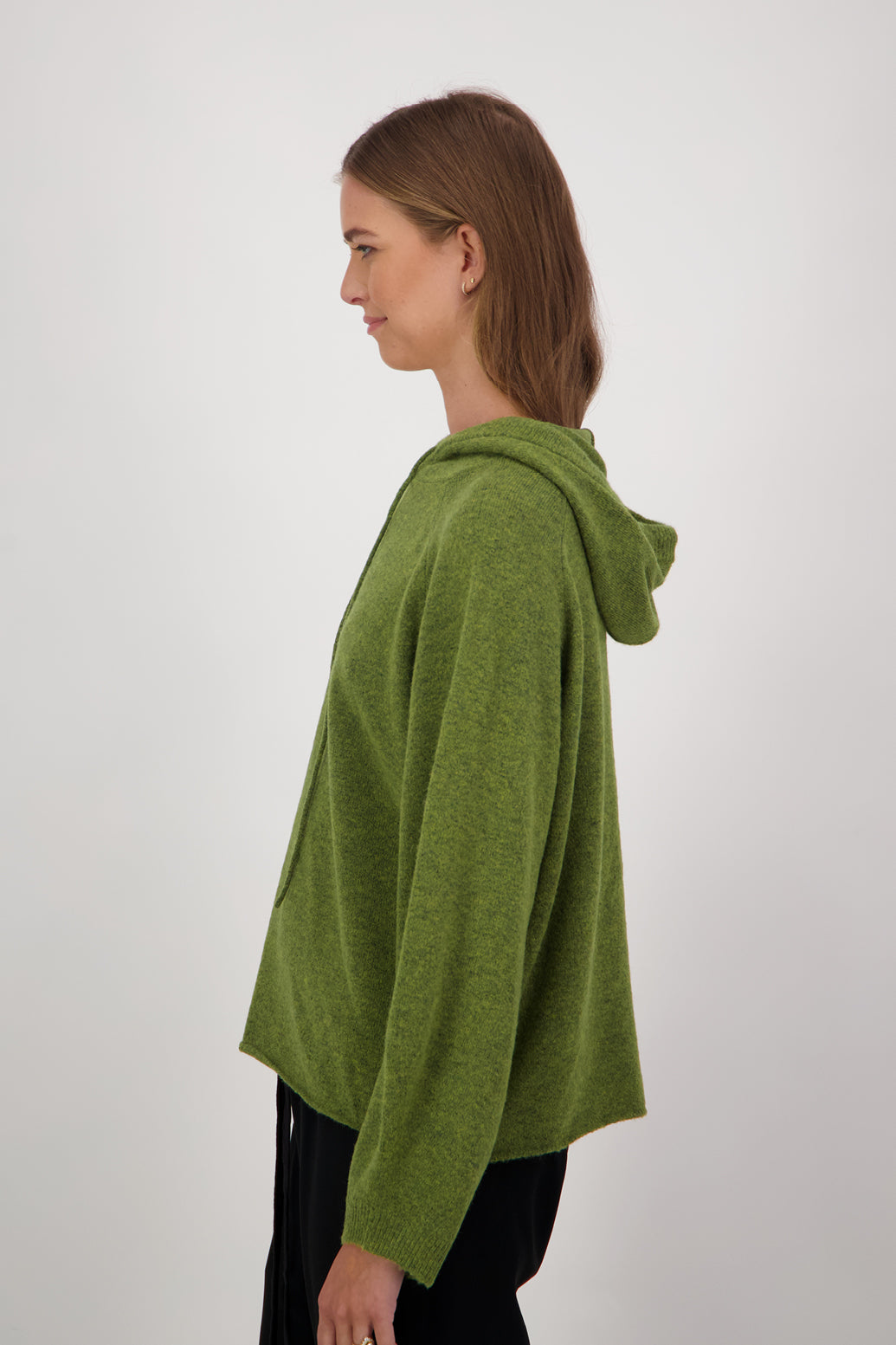 Demi Lambs Wool Hooded Sweater - Green