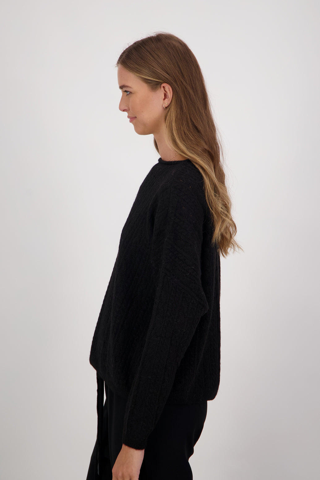 Dixie Black Alpaca/Wool Blend Sweater