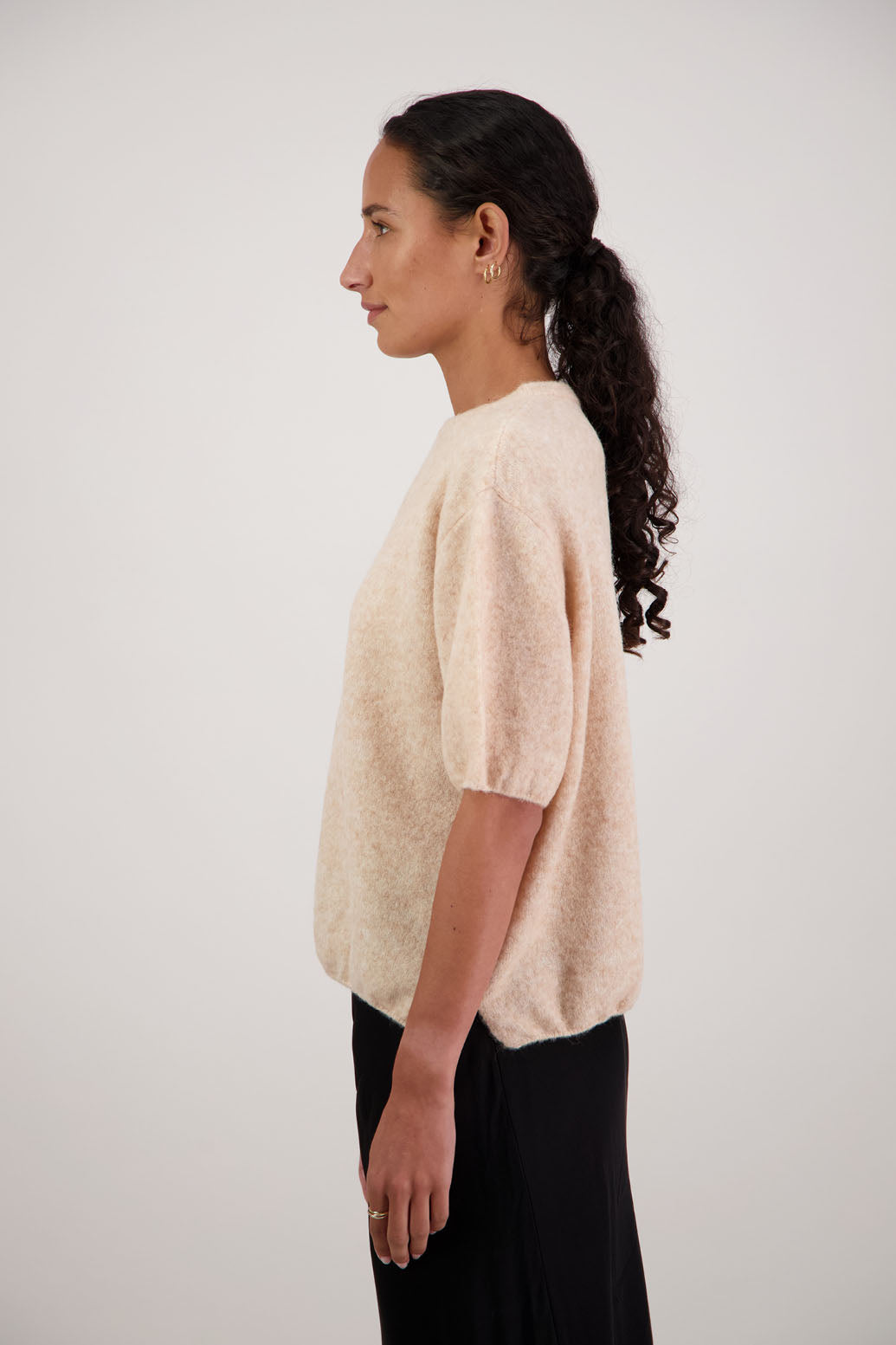 Faith Top in Natural by Briarwood NZ. Alpaca/Wool blend short sleeve t-shirt style, boxy fit