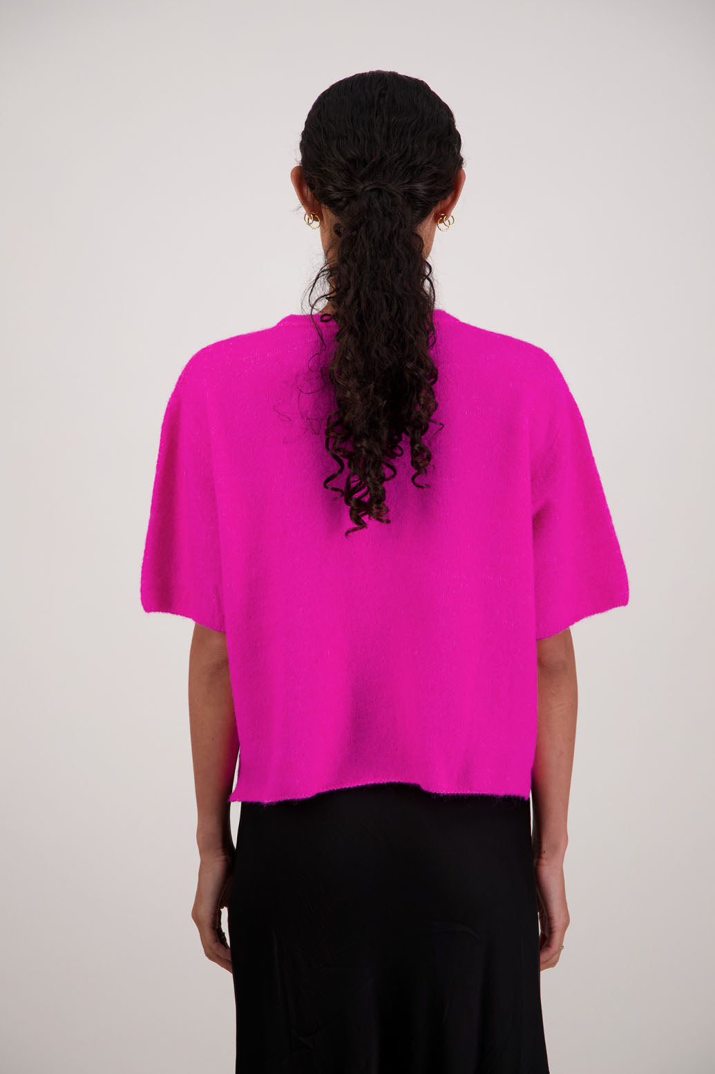 Faith Top in Pink by Briarwood NZ. Alpaca/Wool blend short sleeve t-shirt style, boxy fit