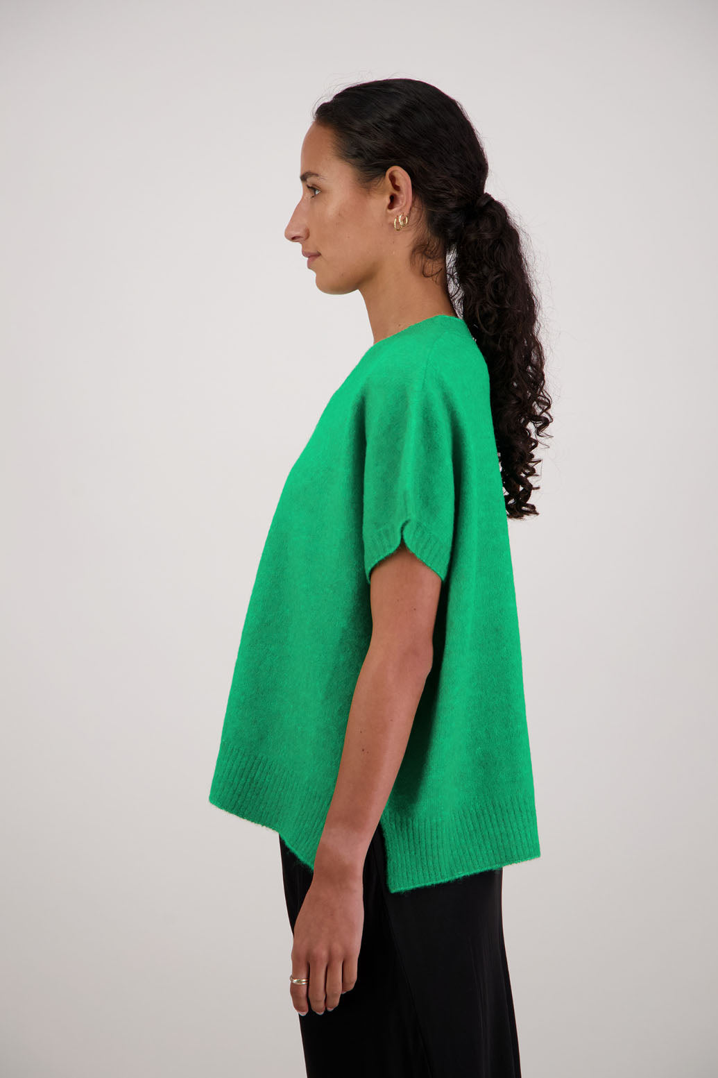 Fredrik Vest in Green by Briarwood NZ. Alpaca/Wool blend short sleeved oversized vest