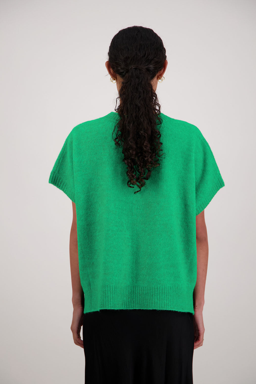 Fredrik Vest in Green by Briarwood NZ. Alpaca/Wool blend short sleeved oversized vest