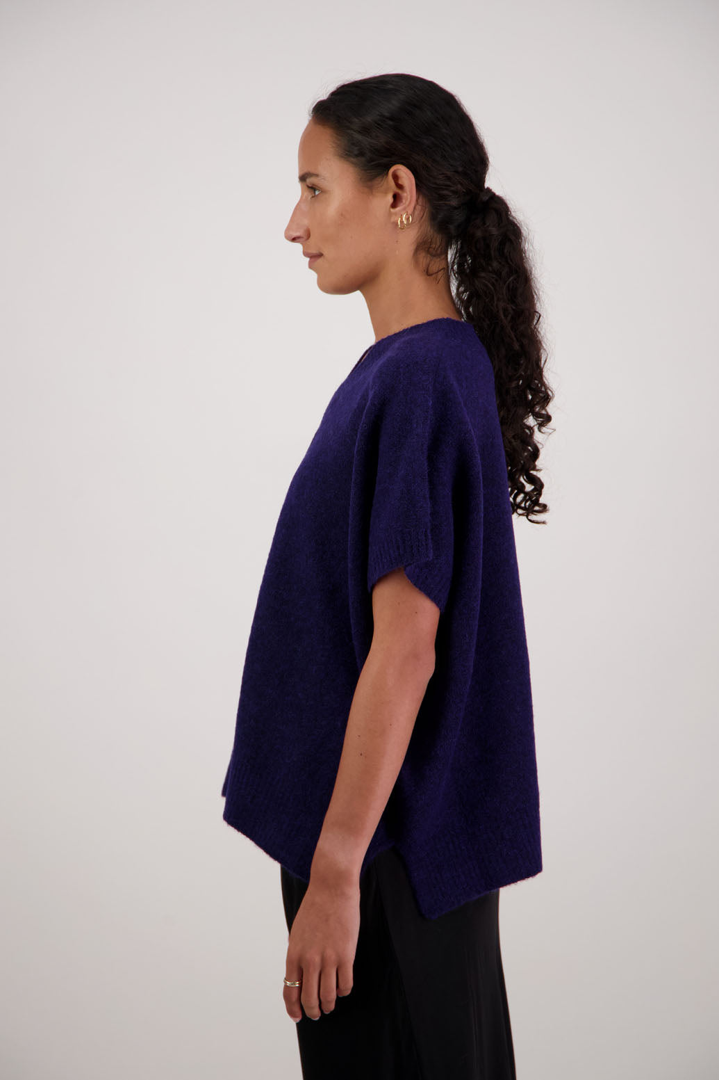 Fredrik Vest in Ink by Briarwood NZ. Alpaca/Wool blend short sleeved oversized vest