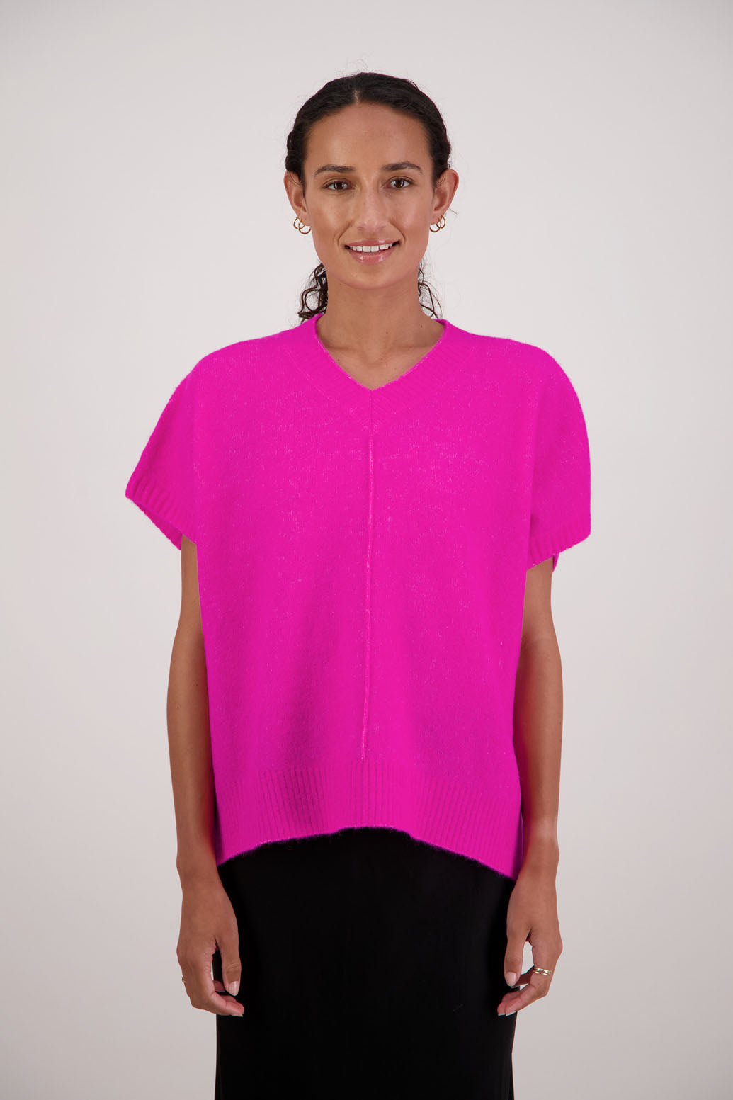 Fredrik Vest in Pink by Briarwood NZ. Alpaca/Wool blend short sleeved oversized vest