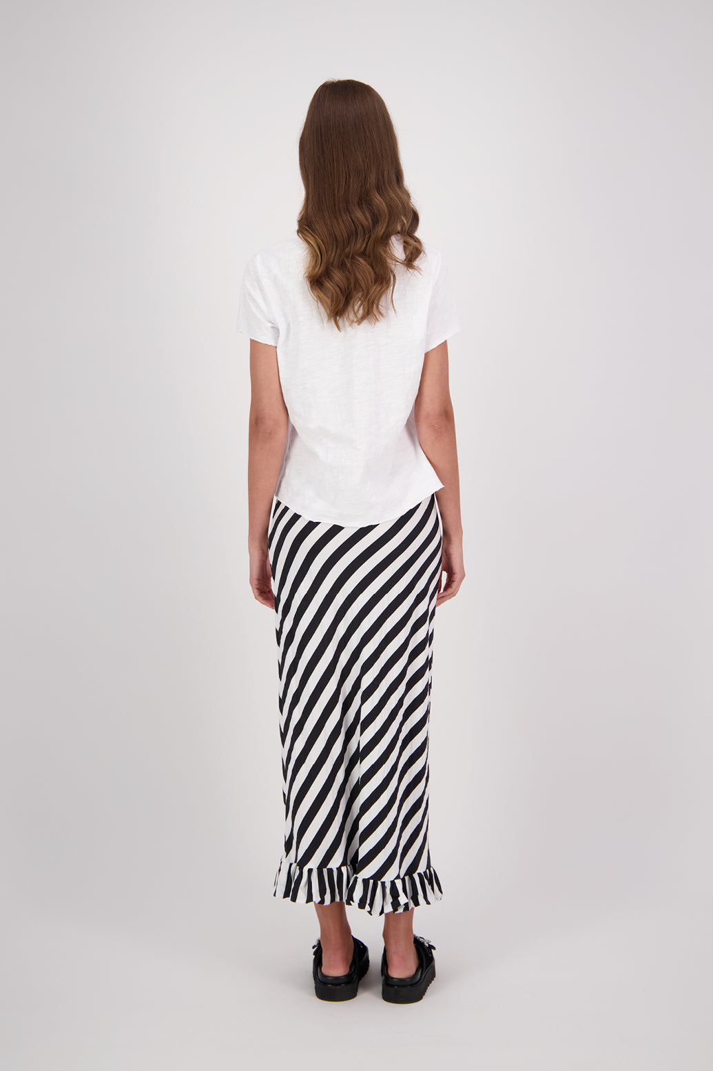 HATTIE FRILL BLACK WHITE STRIPE