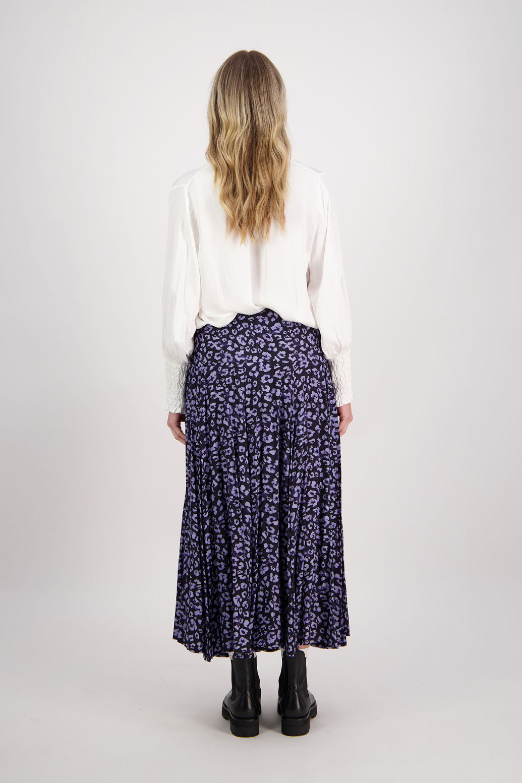 Blue Animal Briarwood maxi skirt with shirred waist. Hawthorn