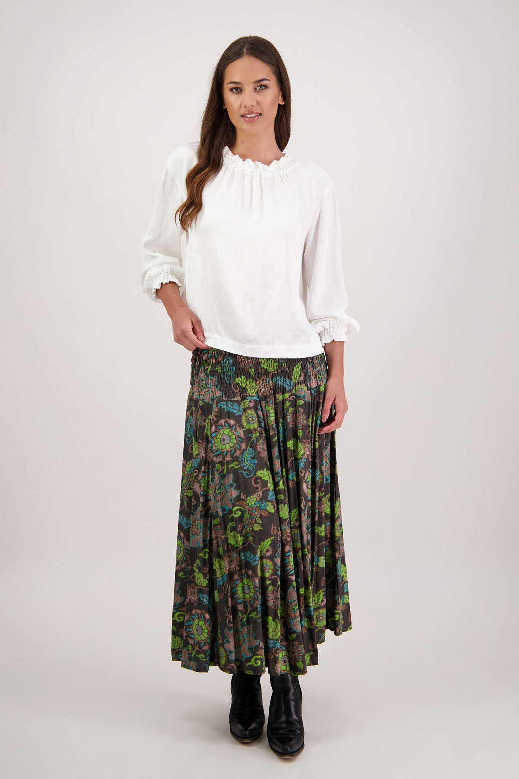 Hawthorn Brown Floral Skirt