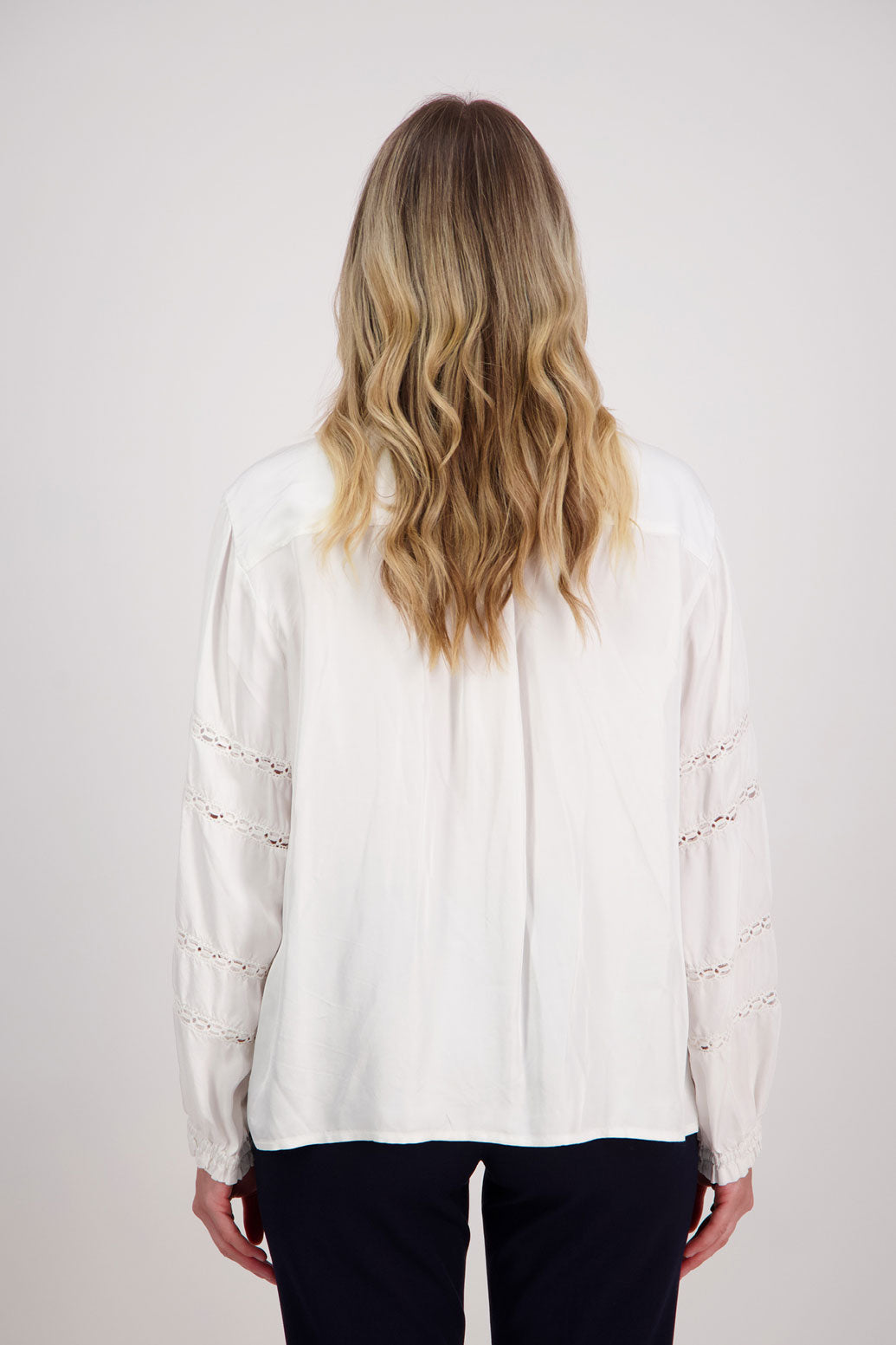 White/Ivory Long Sleeve Shirt with Lace detail, Hilda