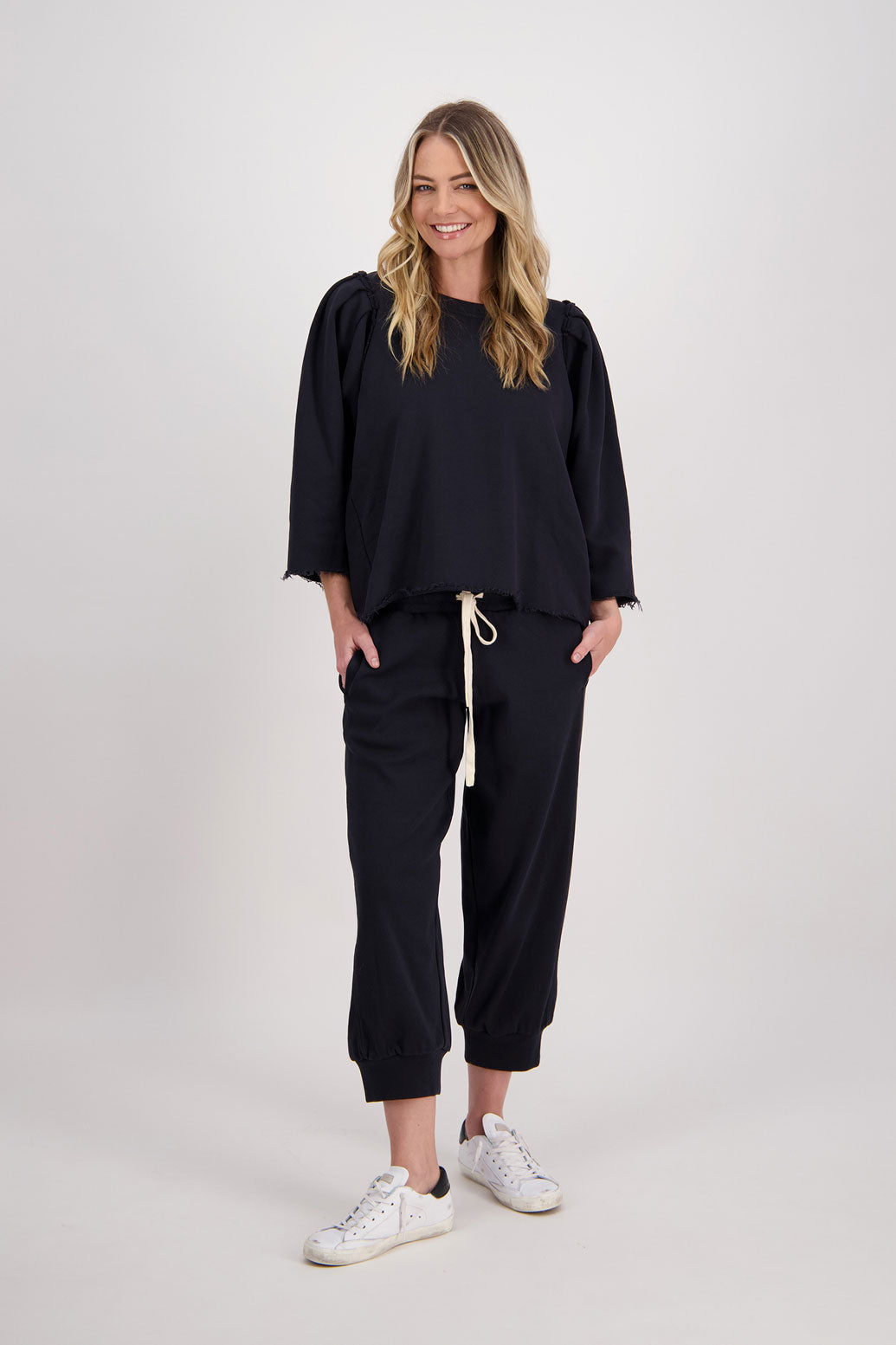 Ink 7/8 length with large cuff, cotton sweatpant. Hogan