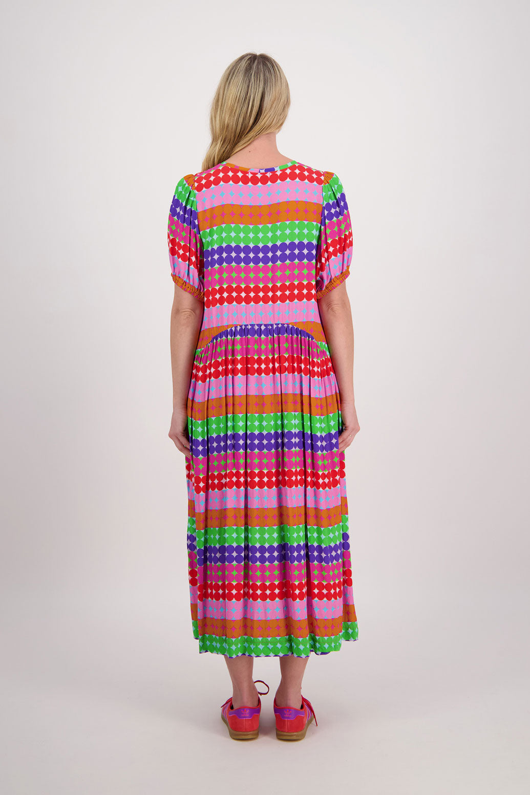 Bestselling Jem Puff Sleeve Midi Dress - Multi Spot