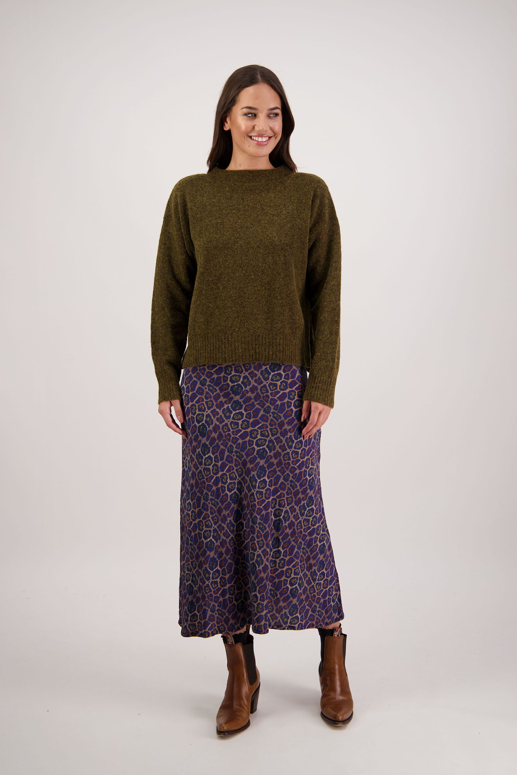 Feather Olive Knit Jumper