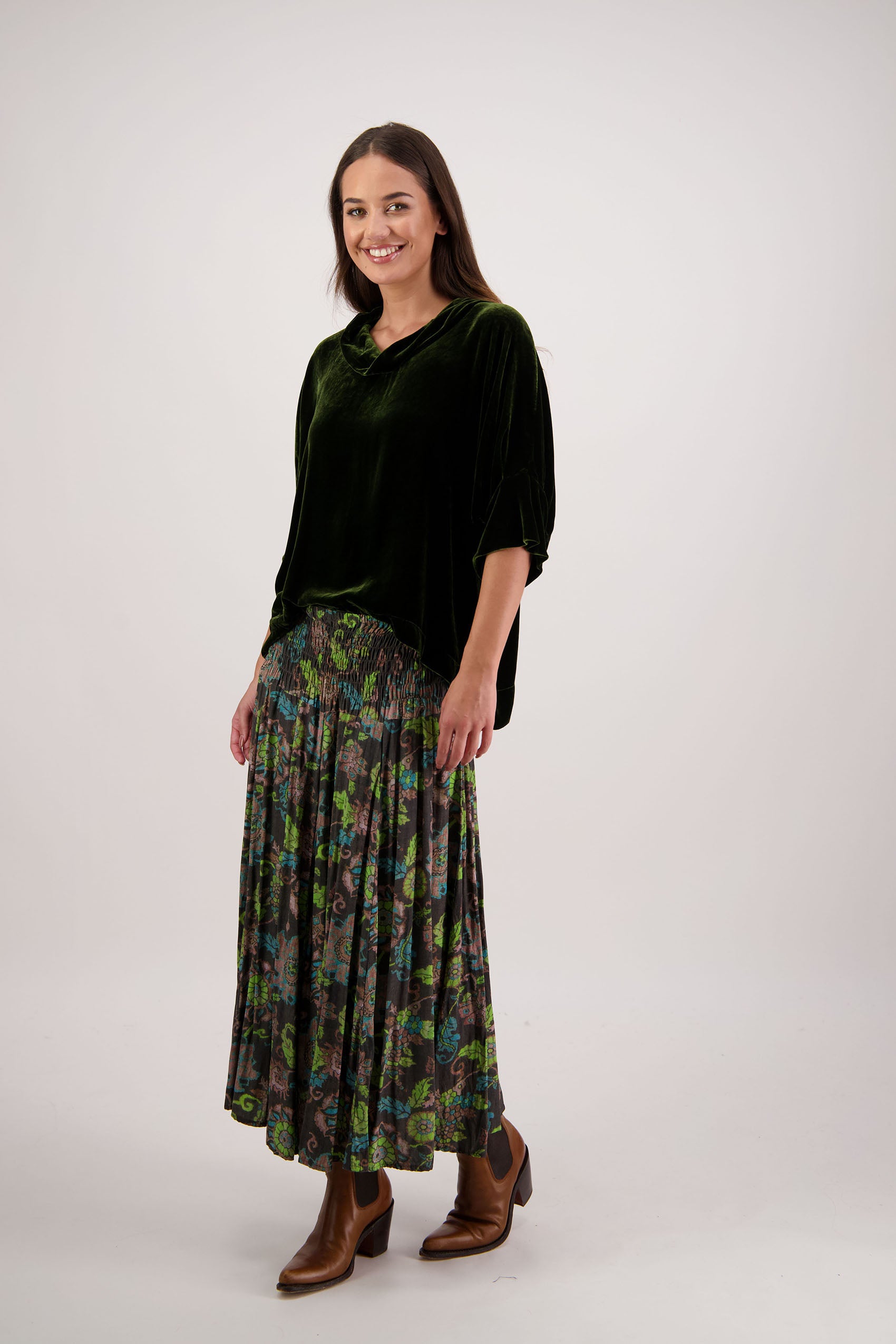 Hanley Khaki Velvet Top