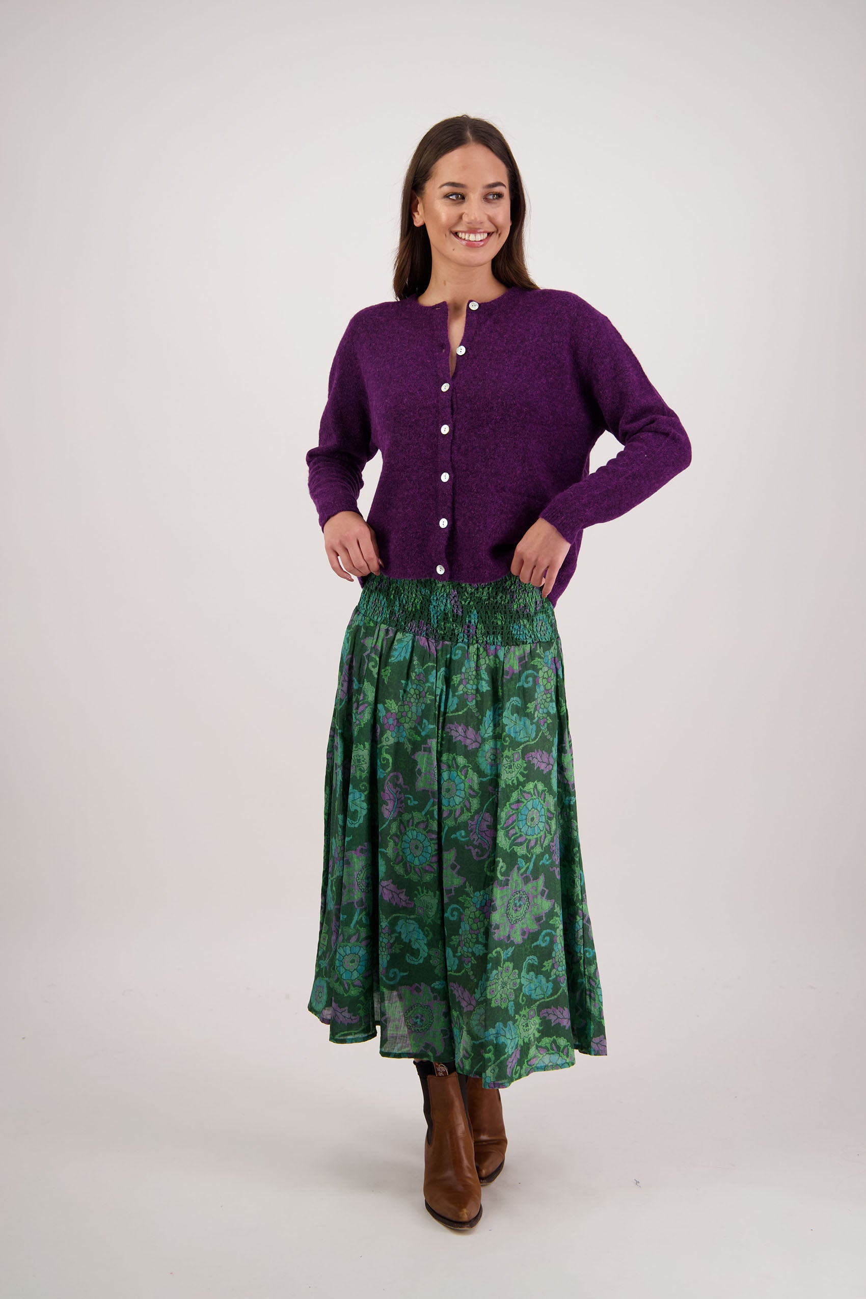 Frenchie Purple Knit Cardigan