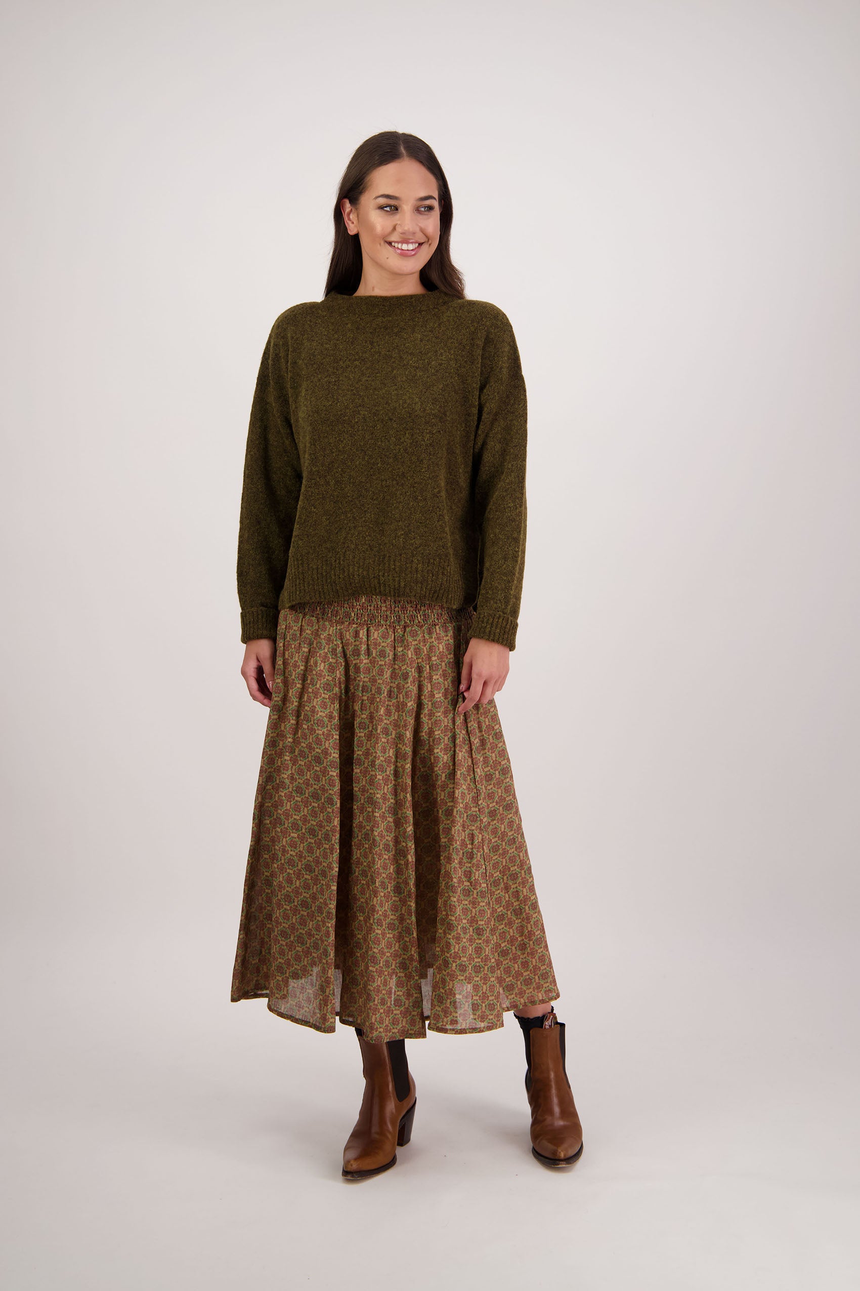 Feather Olive Knit Jumper