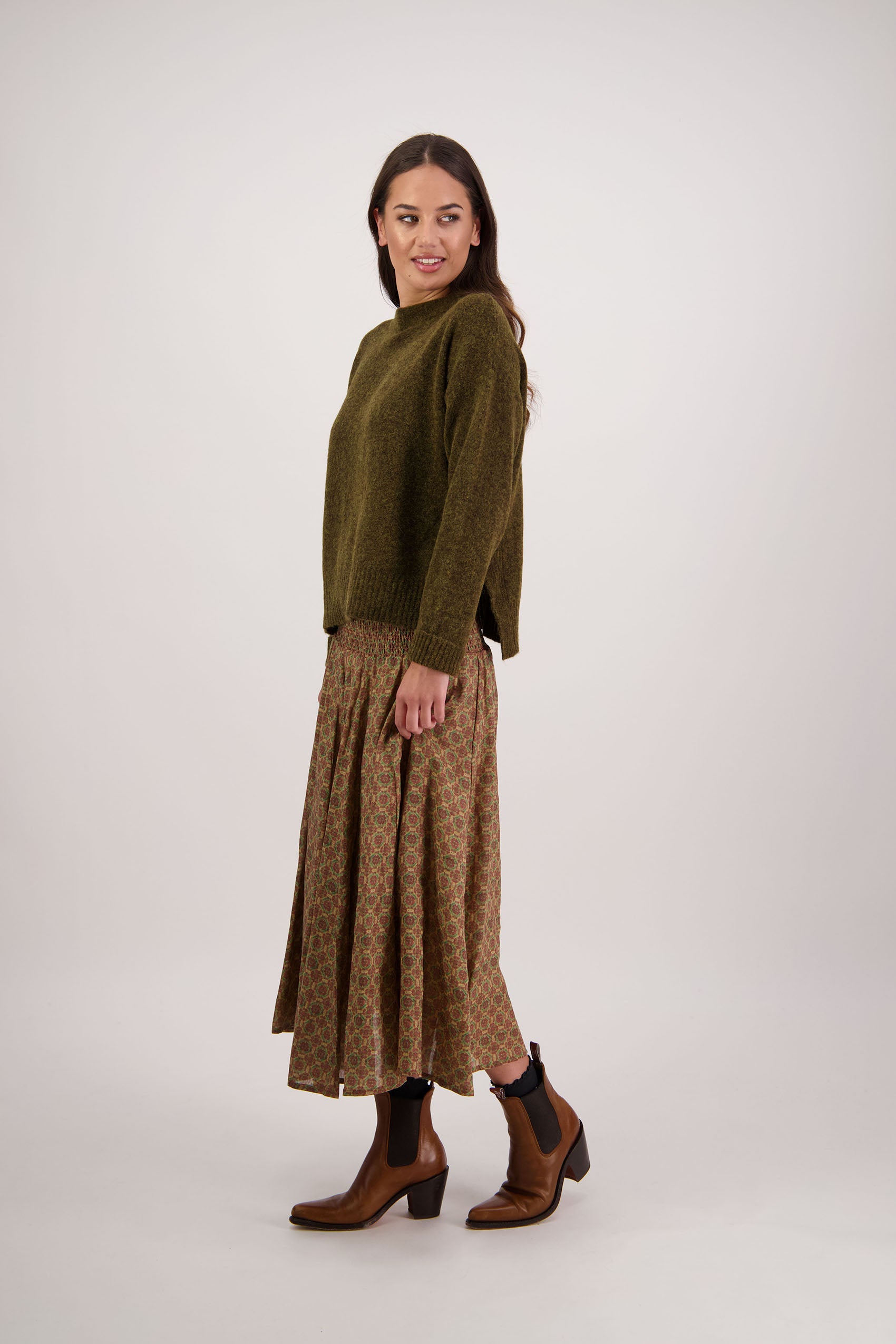 Feather Olive Knit Jumper