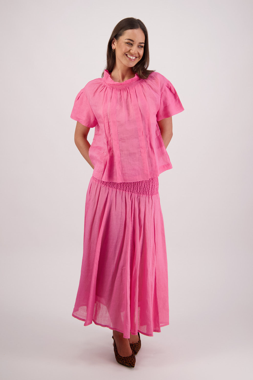 Toi Pale Pink Ramie Top