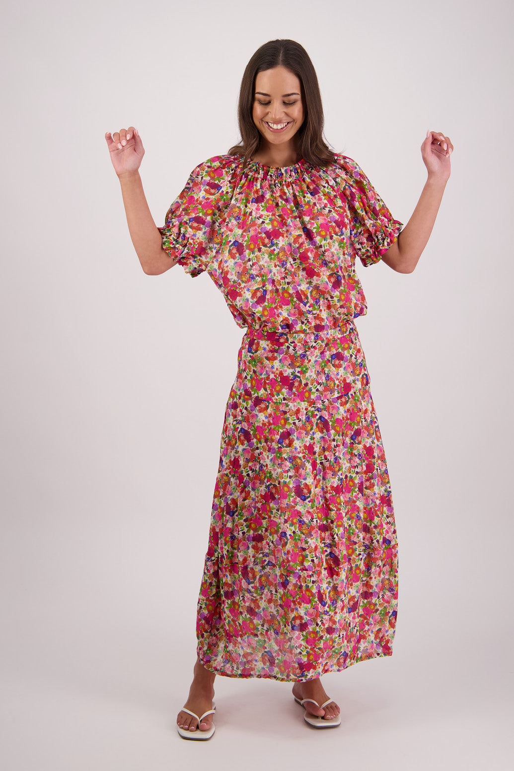 Teddy Bright Floral Ramie Top