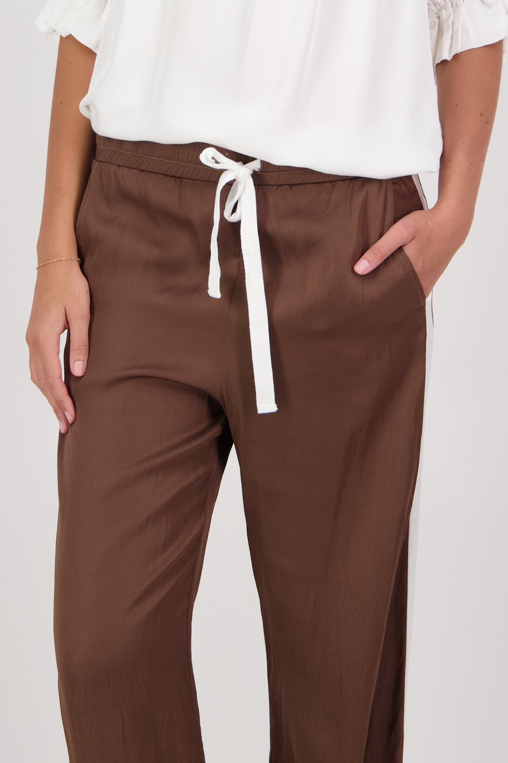 Madi Camel/Ivory Side Stripe Pant