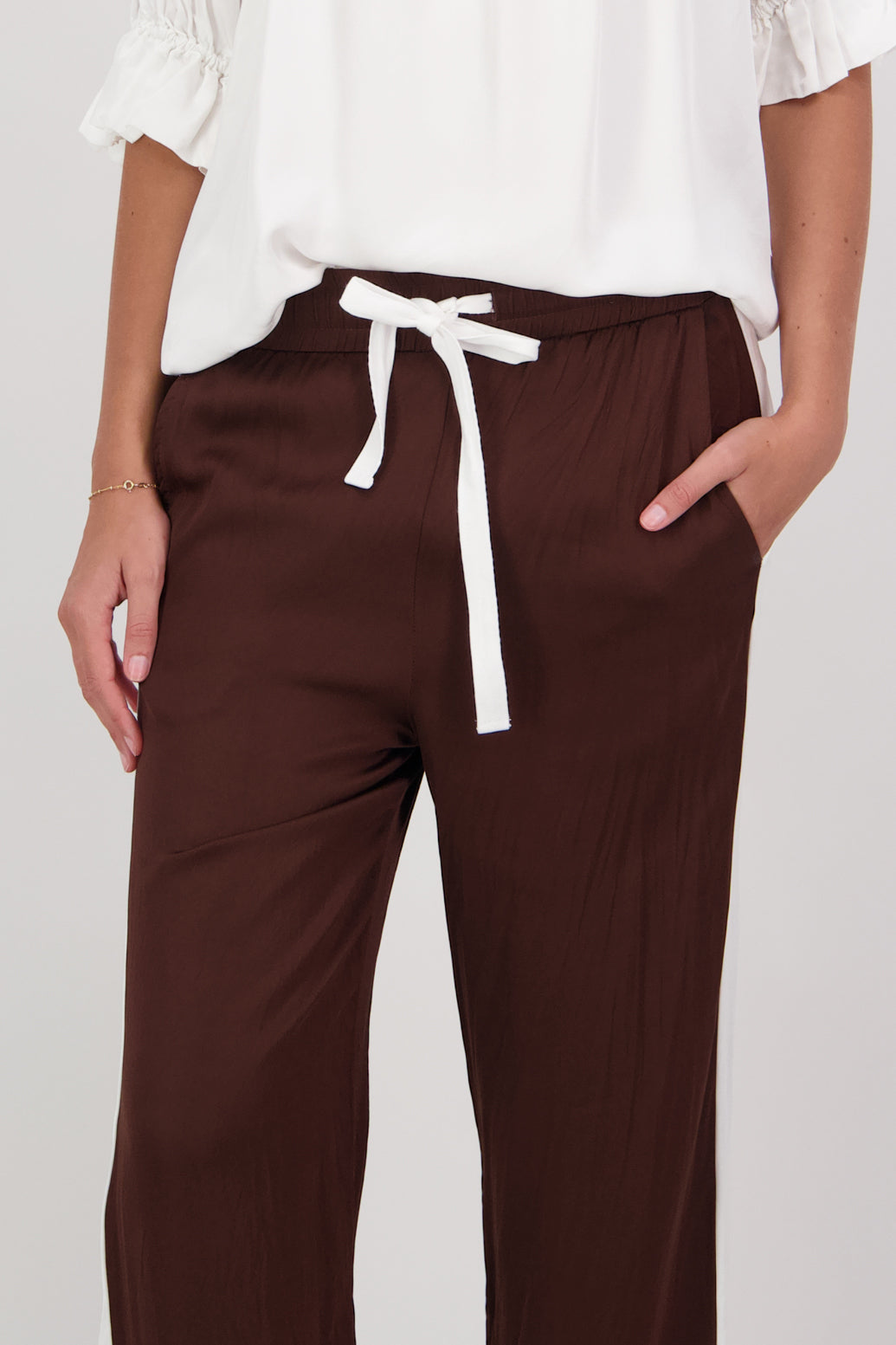 Madi Chocolate/Ivory Side Stripe Pant