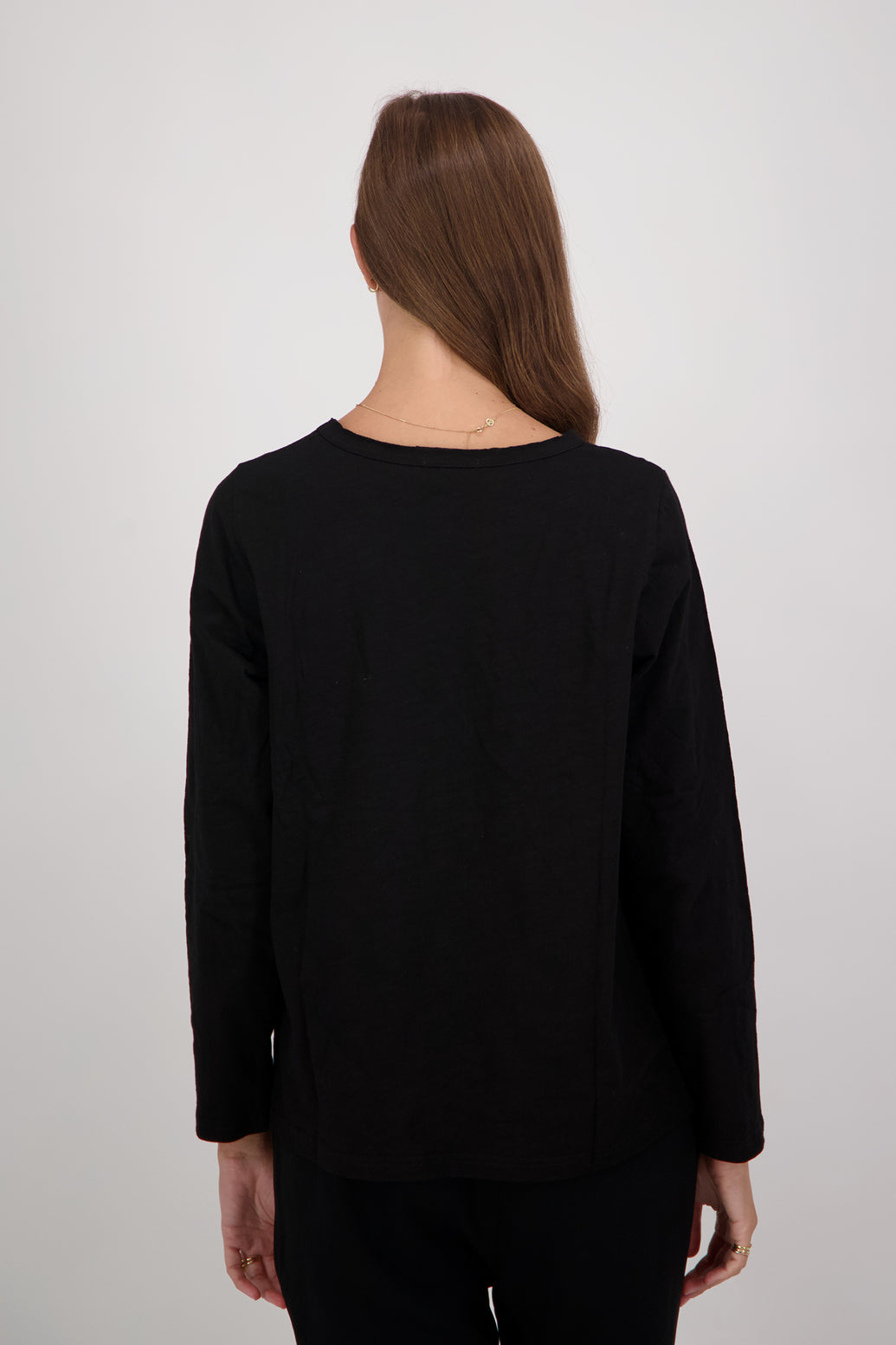 Maki Cotton Long Sleeve T-Shirt - Black