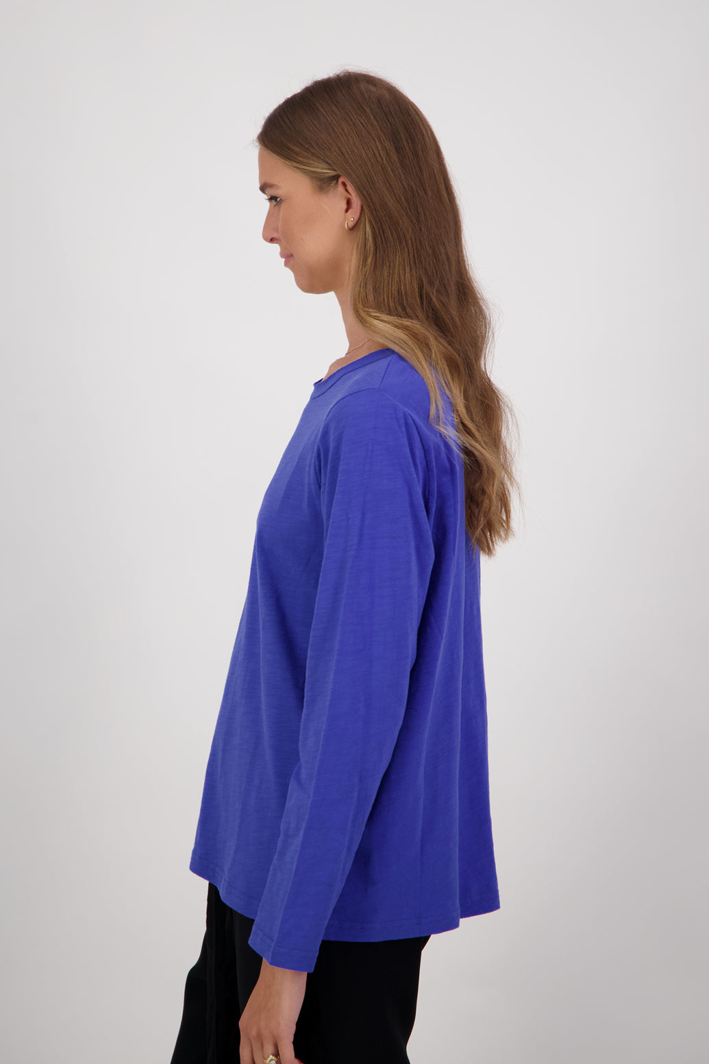 Maki Cotton Long Sleeve T-Shirt - Royal Blue
