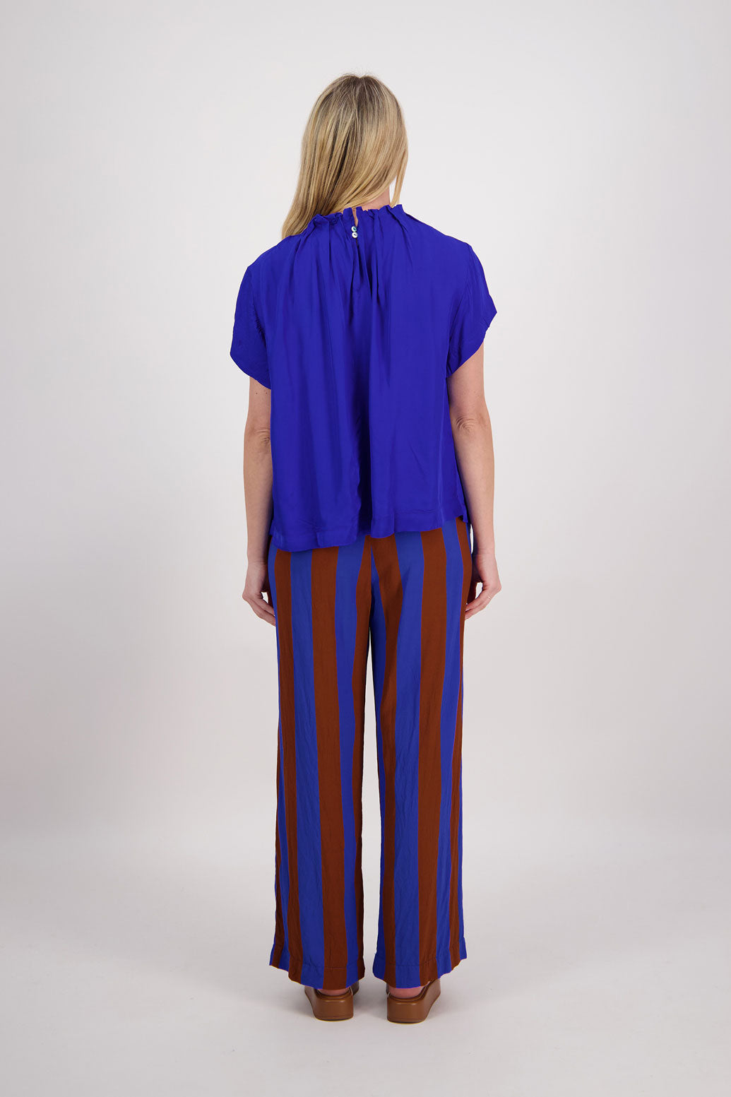 Paddy Wide Leg Pant - Tan/Blue Stripe