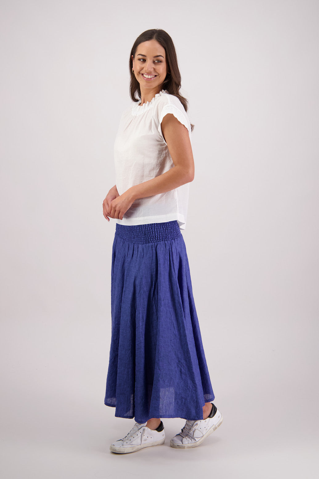 Side view of Briarwood Pandora Skirt in Blue.