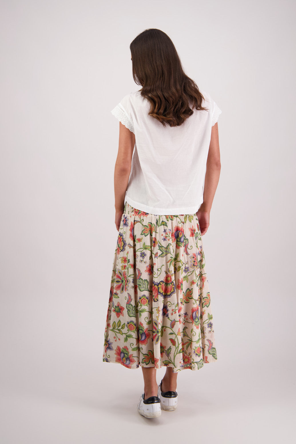 Back view of Briarwood Pandora Skirt in Jacobean print.