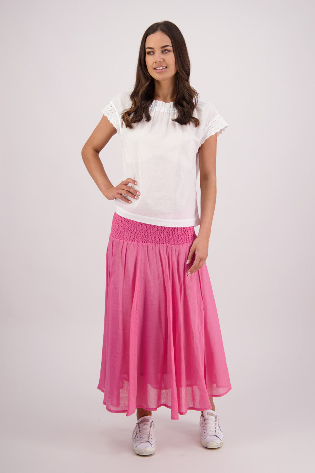 Briarwood Pandora Skirt in Pale Pink, 100% Ramie.