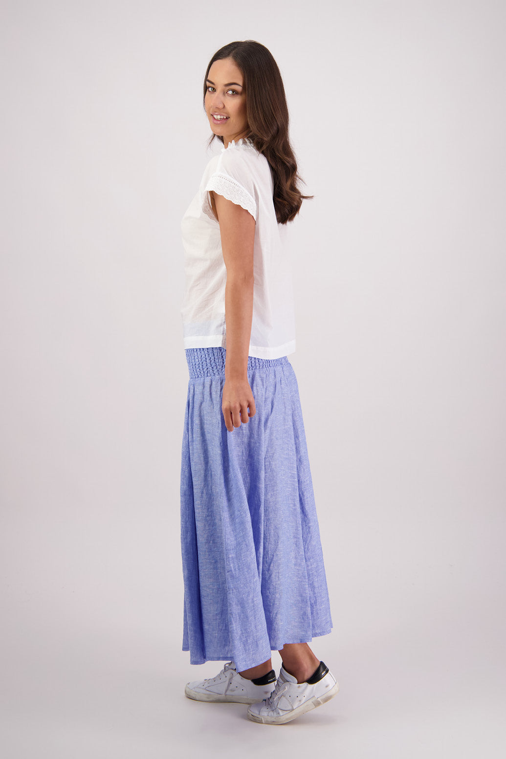 Side view of Briarwood Pandora Skirt in Sky Blue.
