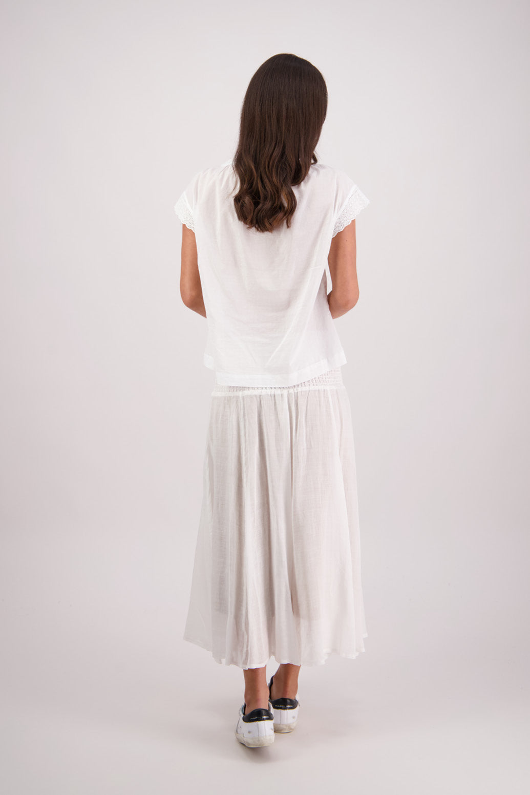 Back view of Briarwood Pandora Skirt in White.