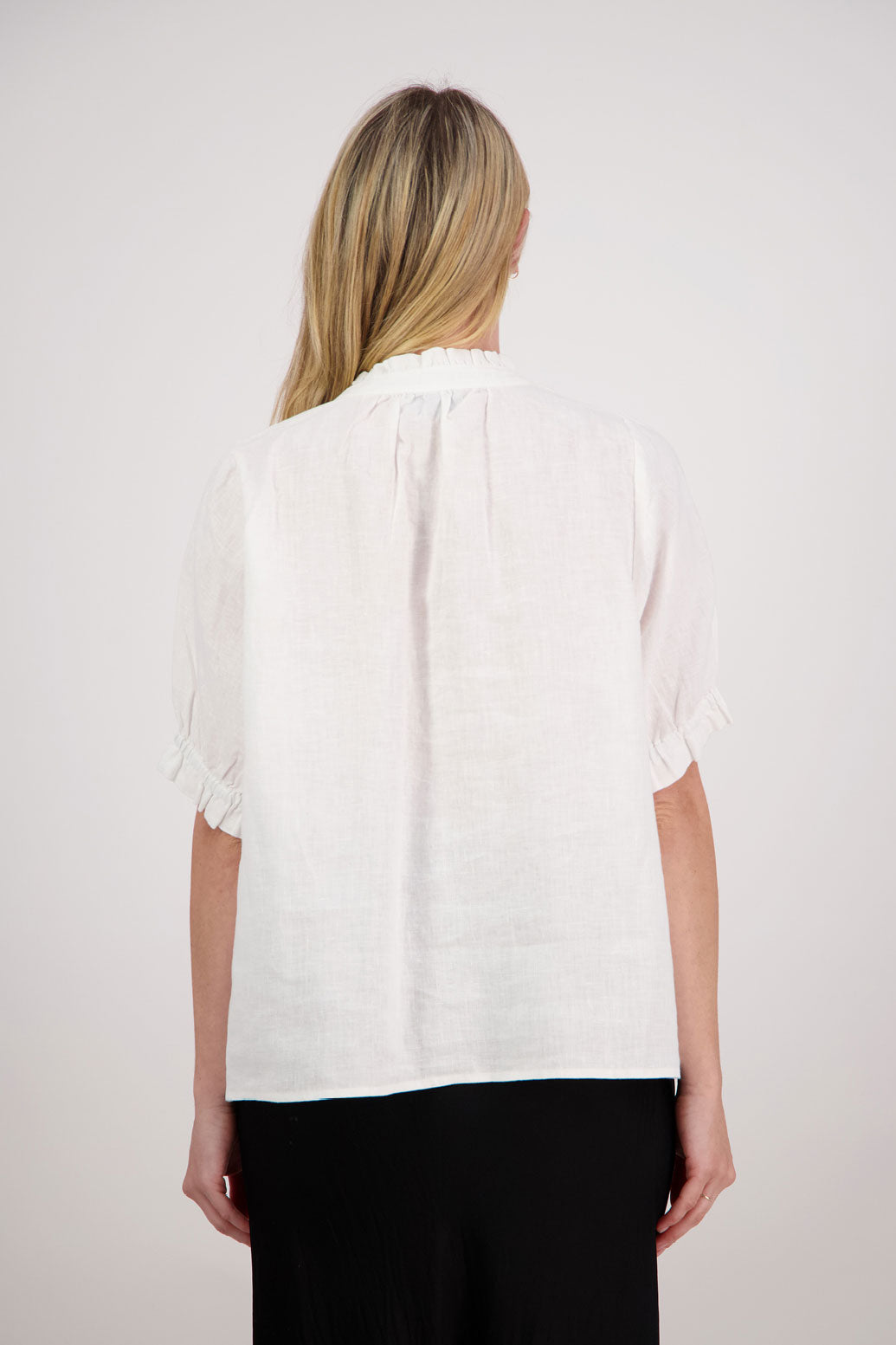 Pascha White Linen Shirt with Ruffles