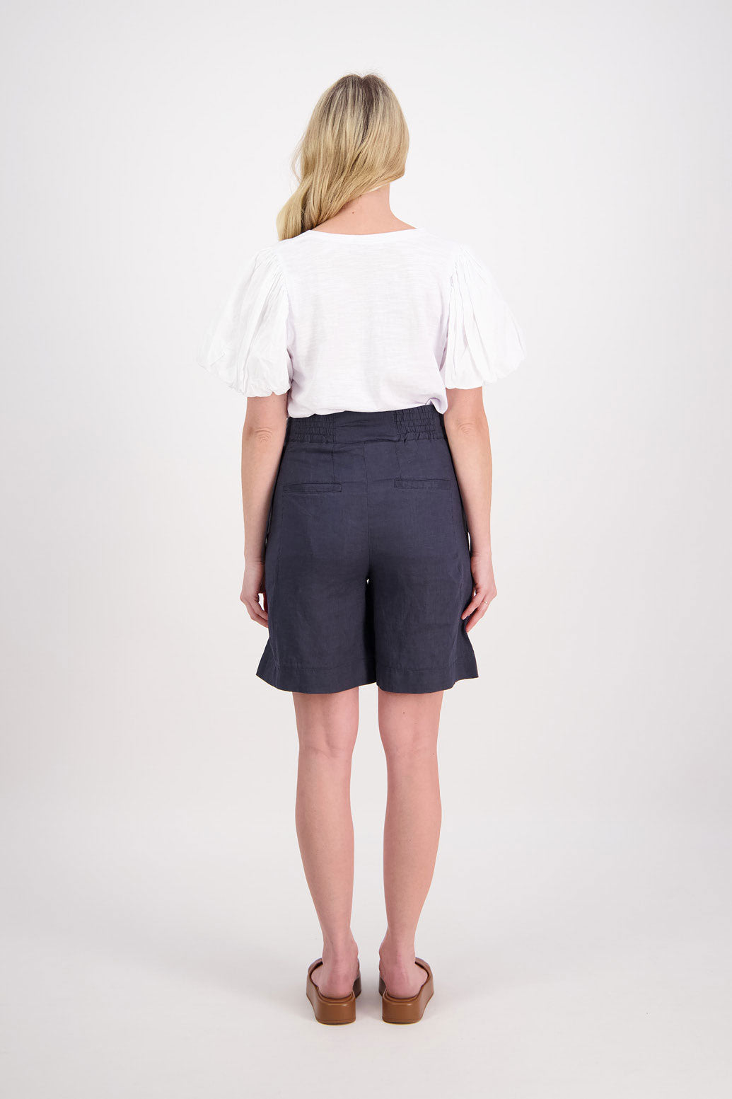 Pea Longline Linen Short - Ink