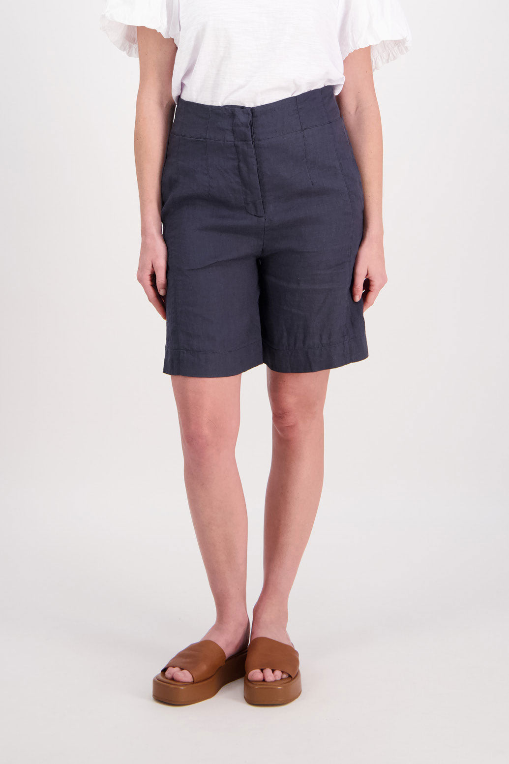 Pea Longline Linen Short - Ink